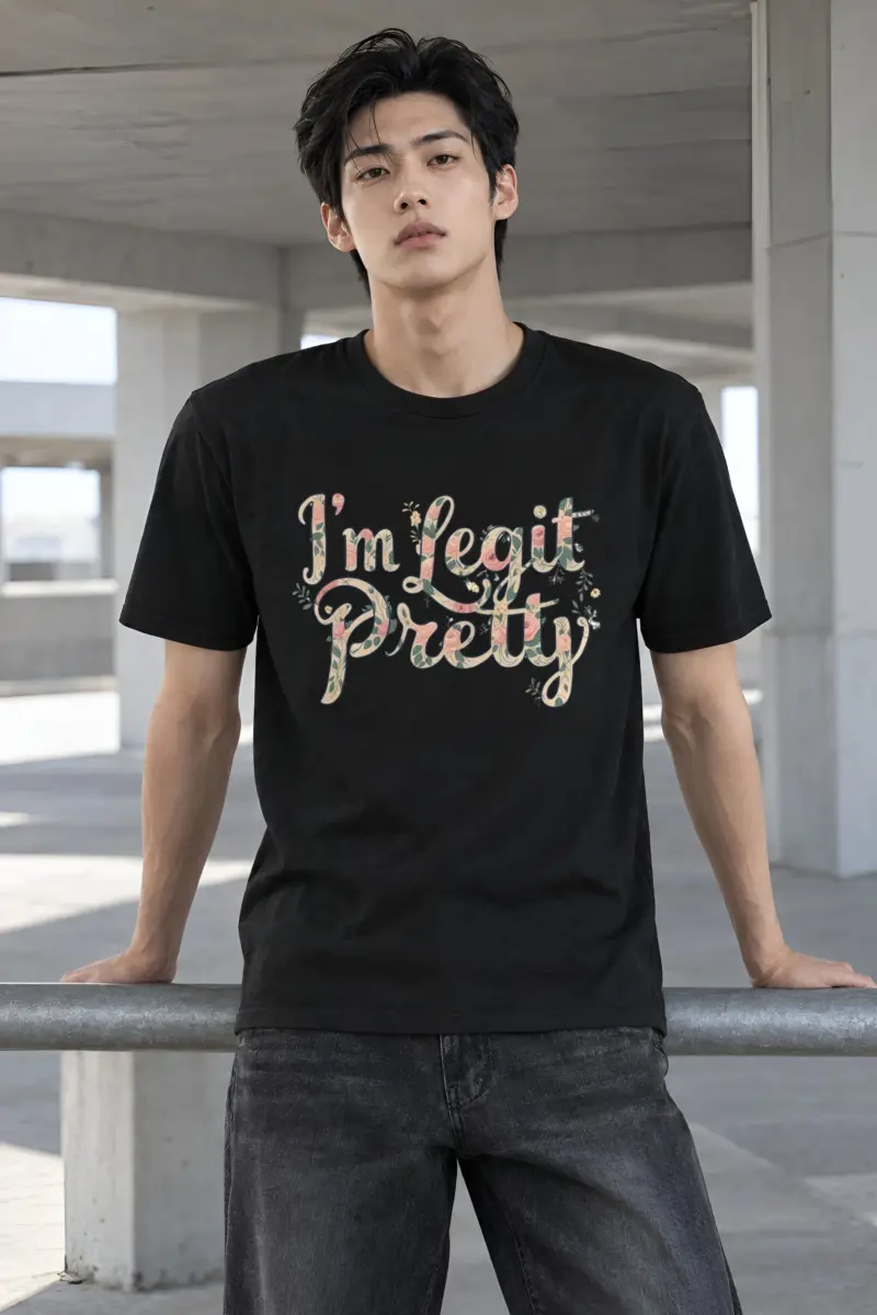 "Vintage Floral Lettering" Heavyweight Unisex Crewneck T-shirt