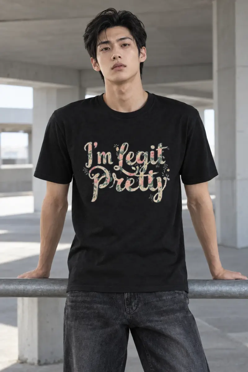 "Vintage Floral Lettering" Heavyweight Unisex Crewneck T-shirt