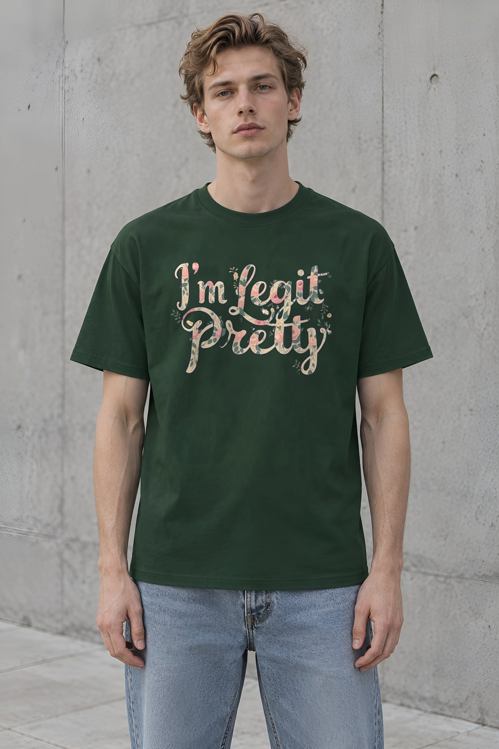 "Vintage Floral Lettering" Heavyweight Unisex Crewneck T-shirt