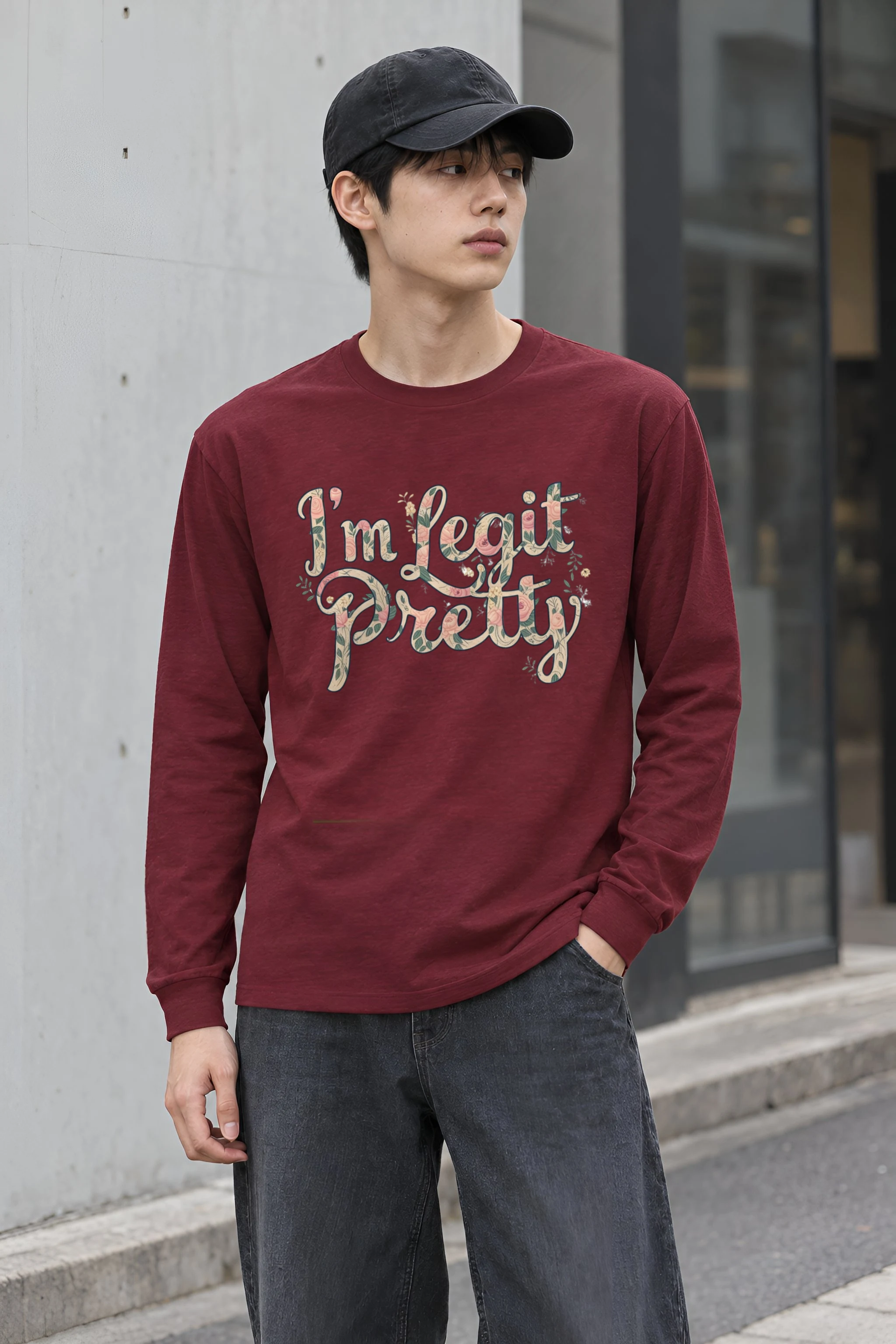"Vintage Floral Lettering" Unisex Longsleeve T-shirt