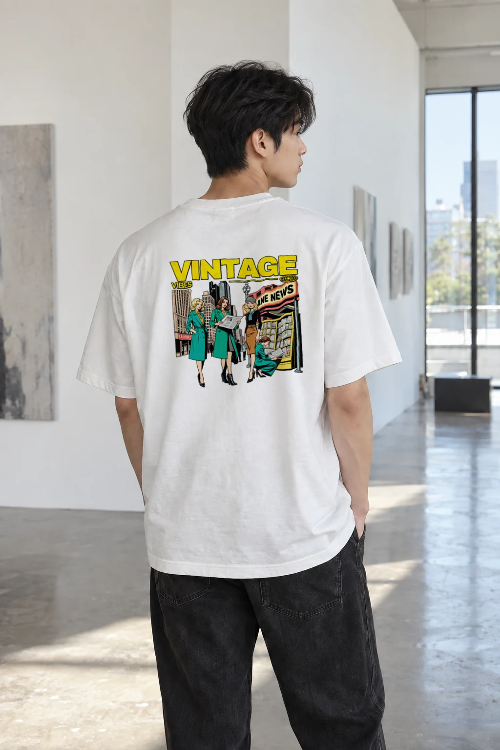 "Vintage Newsstand Girls" Heavyweight Unisex Crewneck T-shirt | Gildan 5000