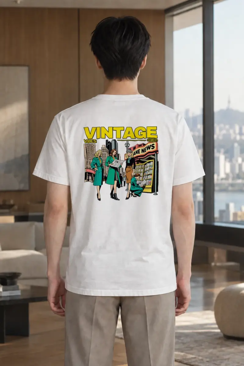"Vintage Newsstand Girls" Heavyweight Unisex Crewneck T-shirt | Gildan 5000
