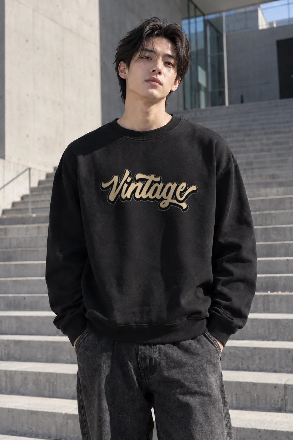 "Vintage Script" Heavy Blend Unisex Crewneck Sweatshirt | Gildan 18000