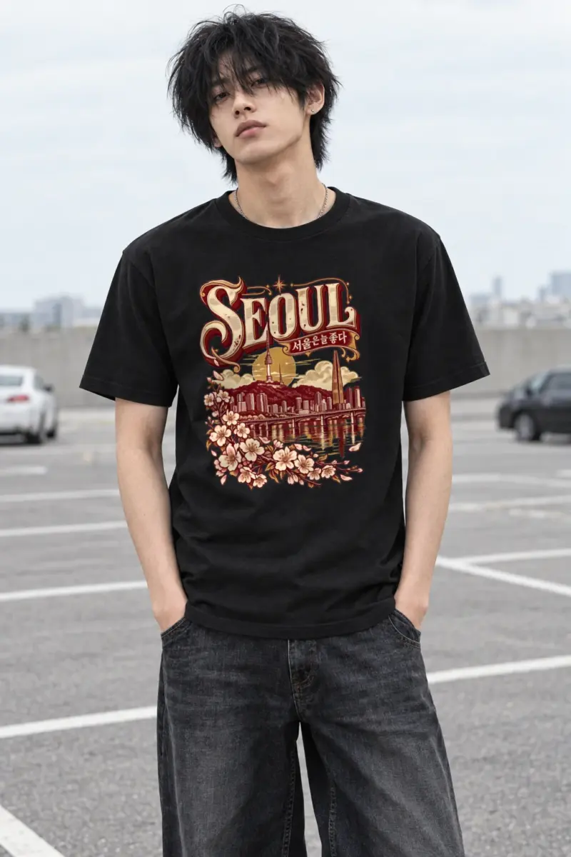 "Seoul Sunrise Lettering" Heavyweight Unisex Crewneck T-shirt