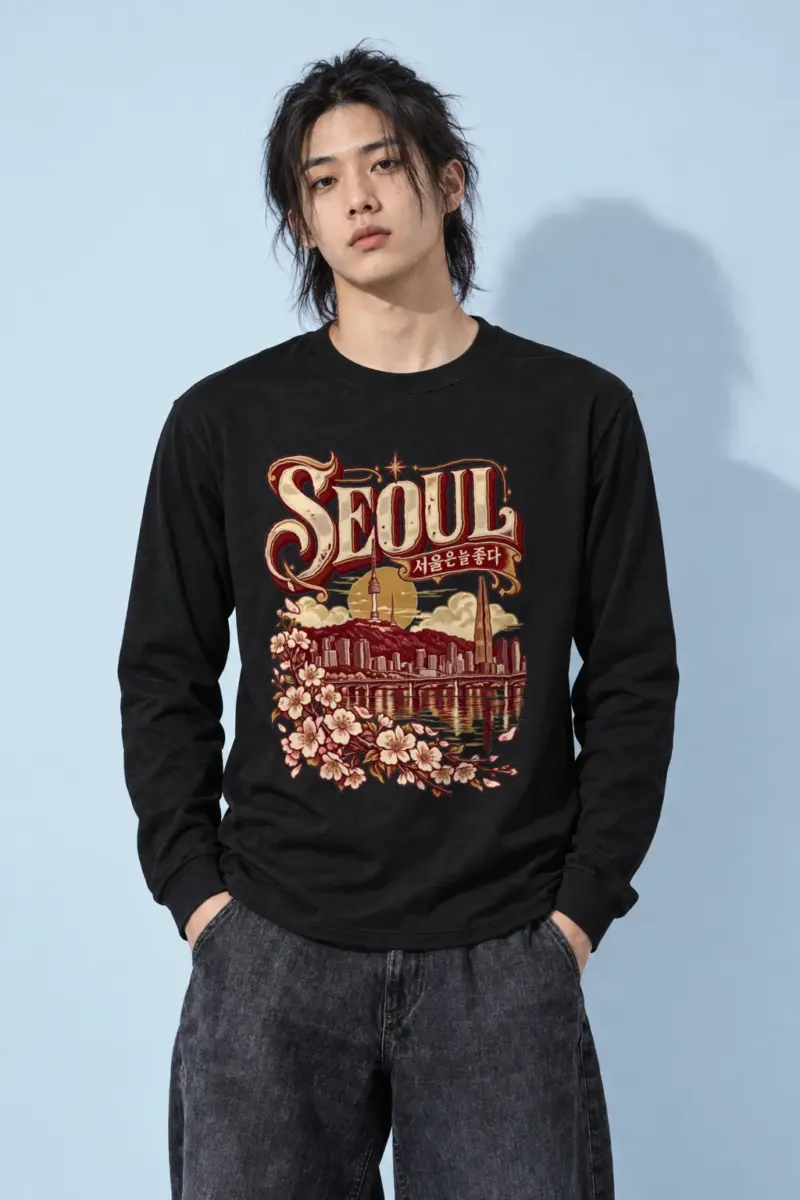 "Seoul Sun Lettering" Unisex Longsleeve T-shirt