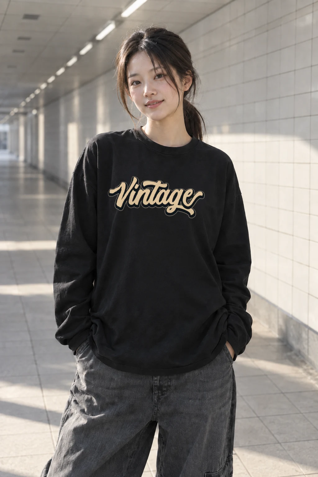 "Vintage Script" Unisex Longsleeve T-shirt | Gildan 2400