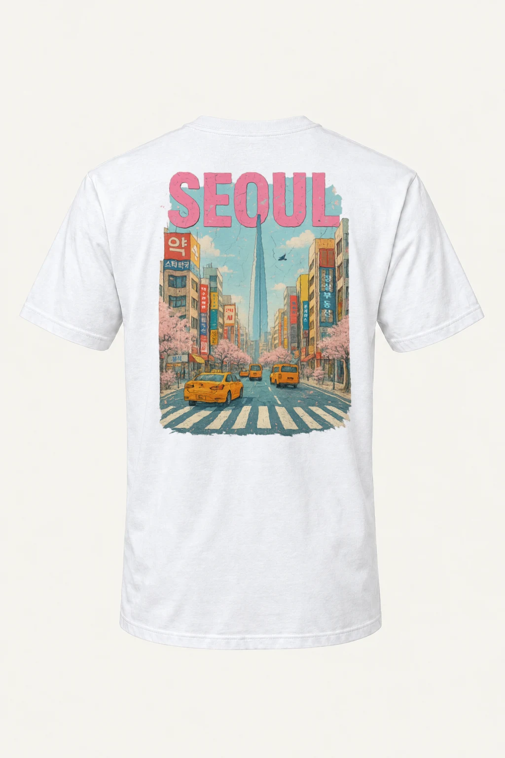 "Vintage Seoul Streets" Heavyweight Unisex Crewneck T-shirt | Gildan 5000