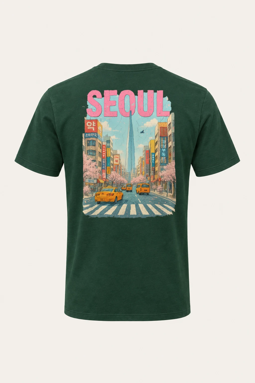"Vintage Seoul Streets" Heavyweight Unisex Crewneck T-shirt | Gildan 5000