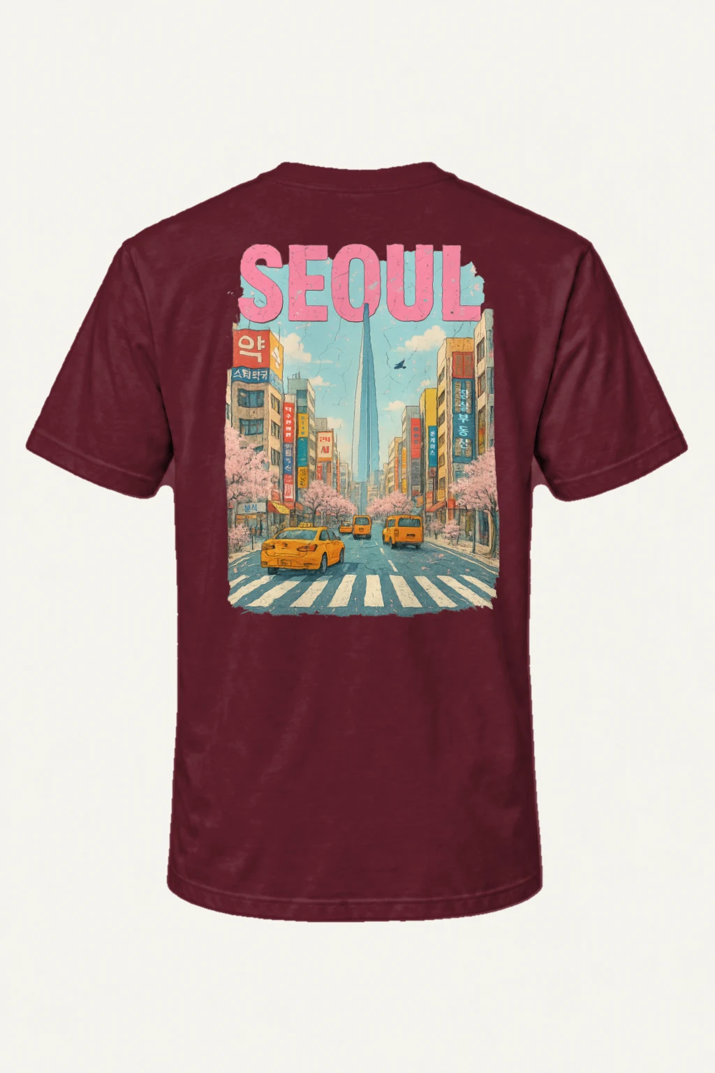 "Vintage Seoul Streets" Heavyweight Unisex Crewneck T-shirt | Gildan 5000