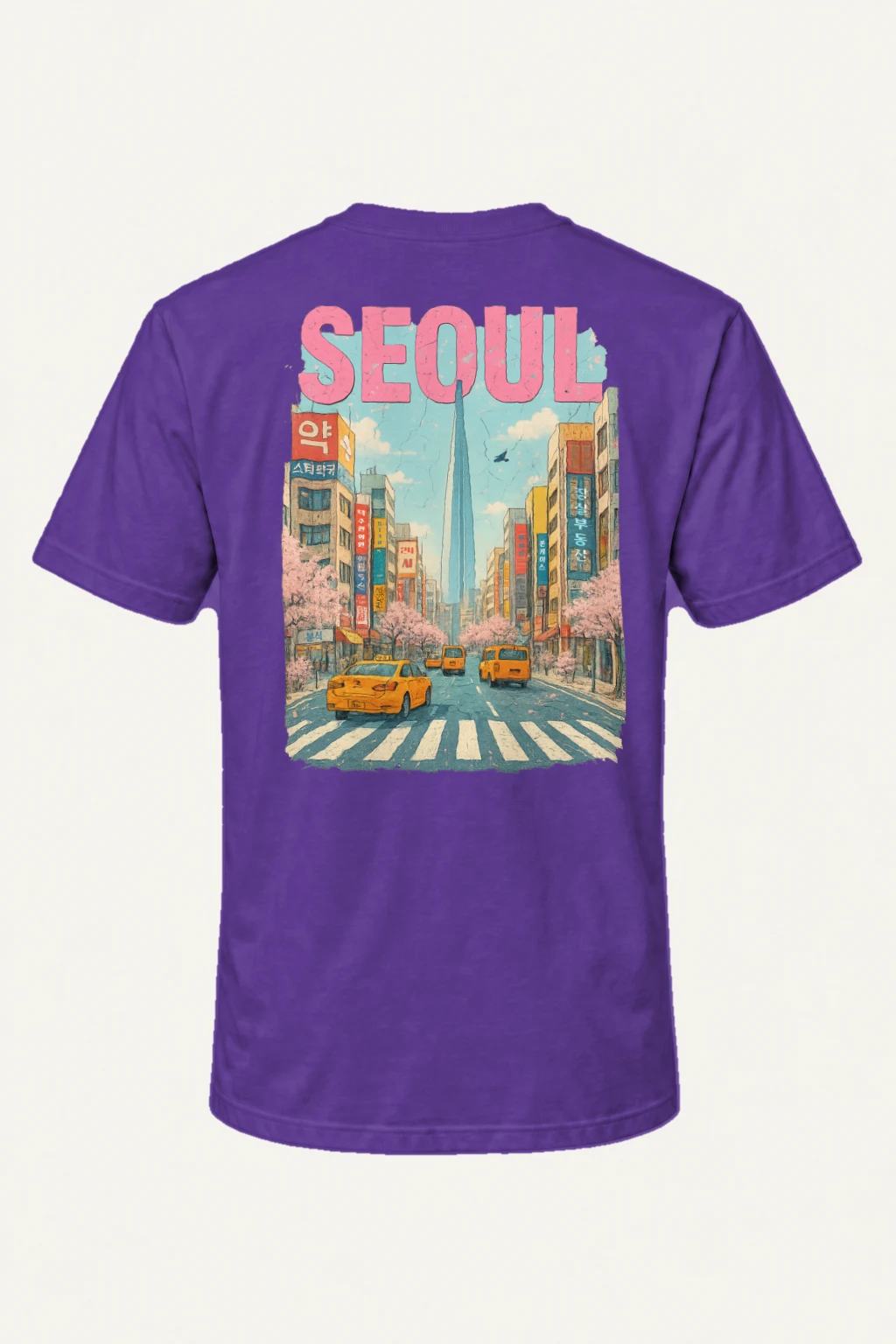 "Vintage Seoul Streets" Heavyweight Unisex Crewneck T-shirt | Gildan 5000