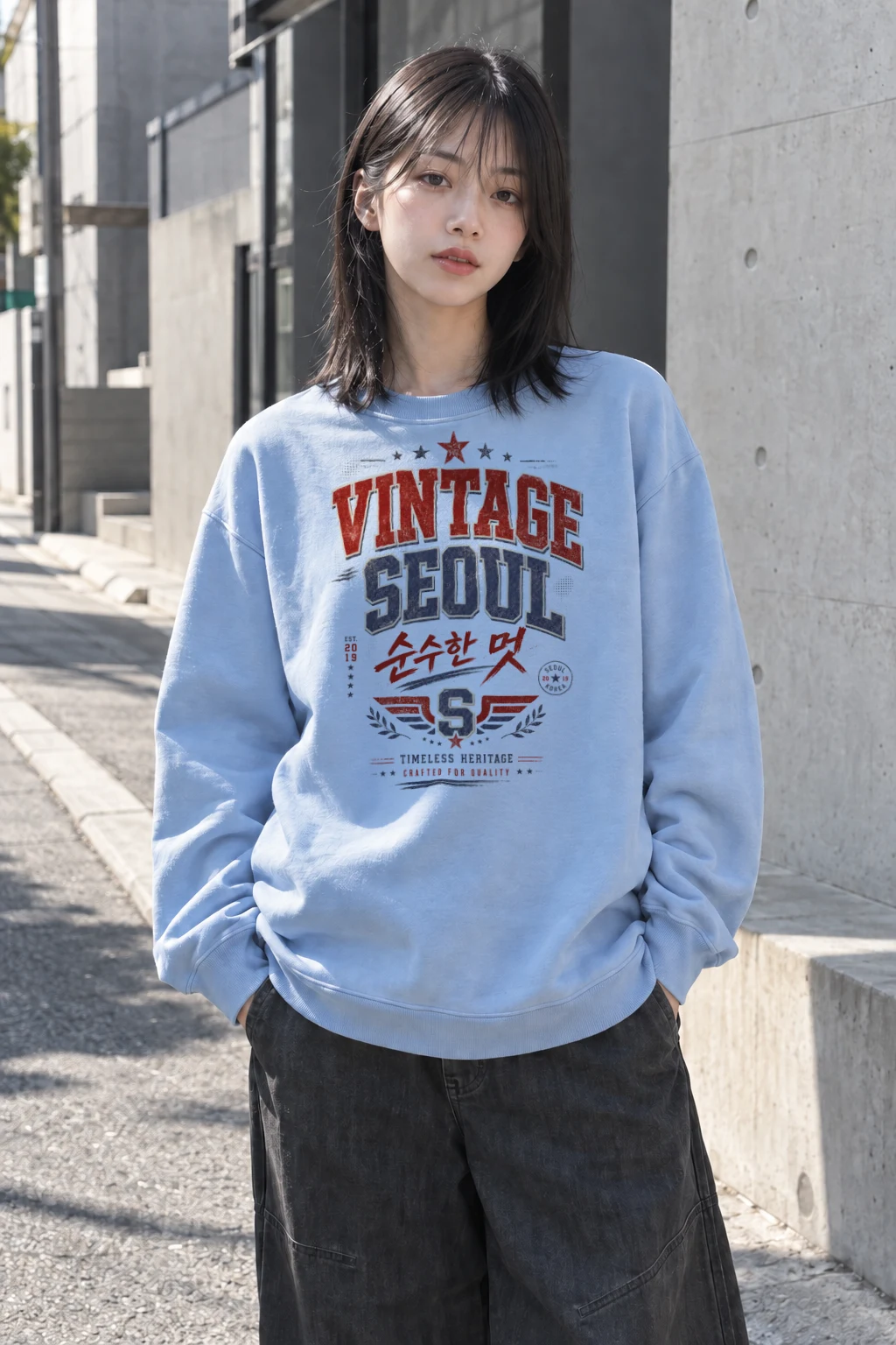 "Vintage Soul Seoul" Heavy Blend Unisex Crewneck Sweatshirt | Gildan 18000