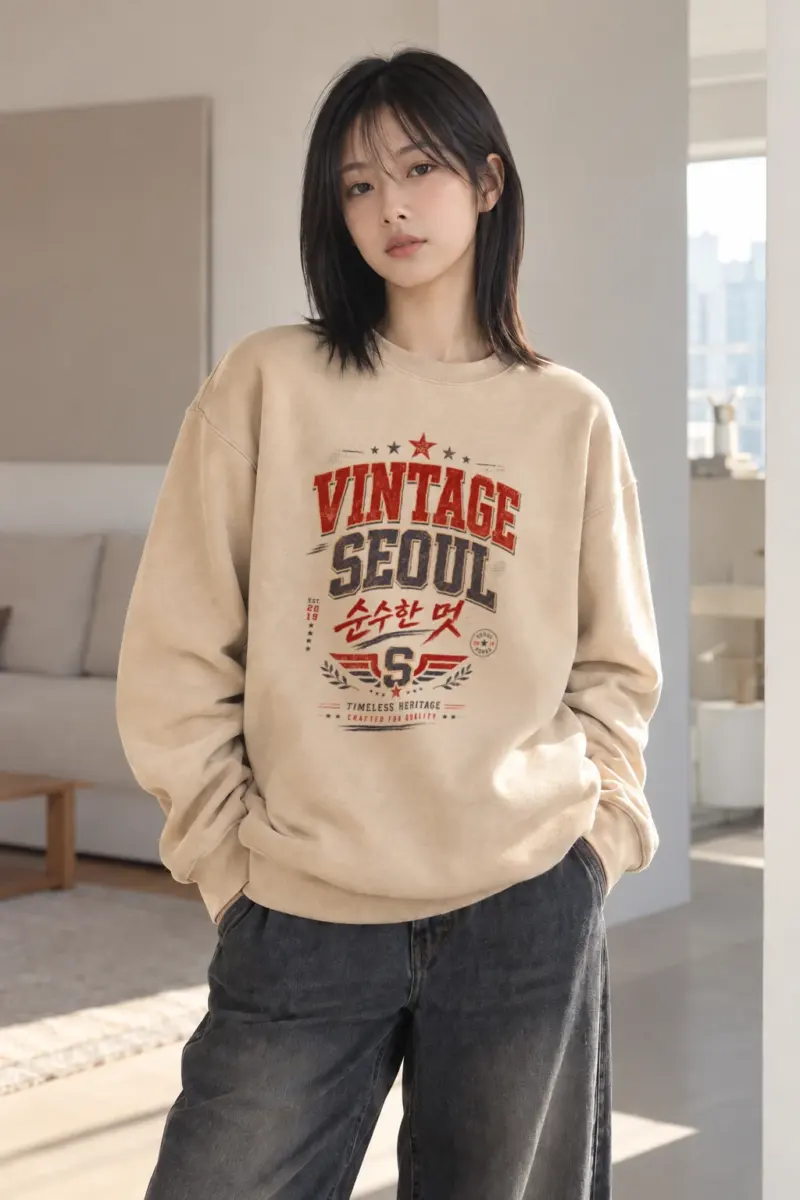 "Vintage Soul Seoul" Heavy Blend Unisex Crewneck Sweatshirt | Gildan 18000