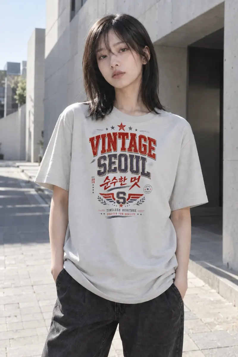 "Vintage Soul Seoul" Heavyweight Unisex Crewneck T-shirt | Gildan 5000