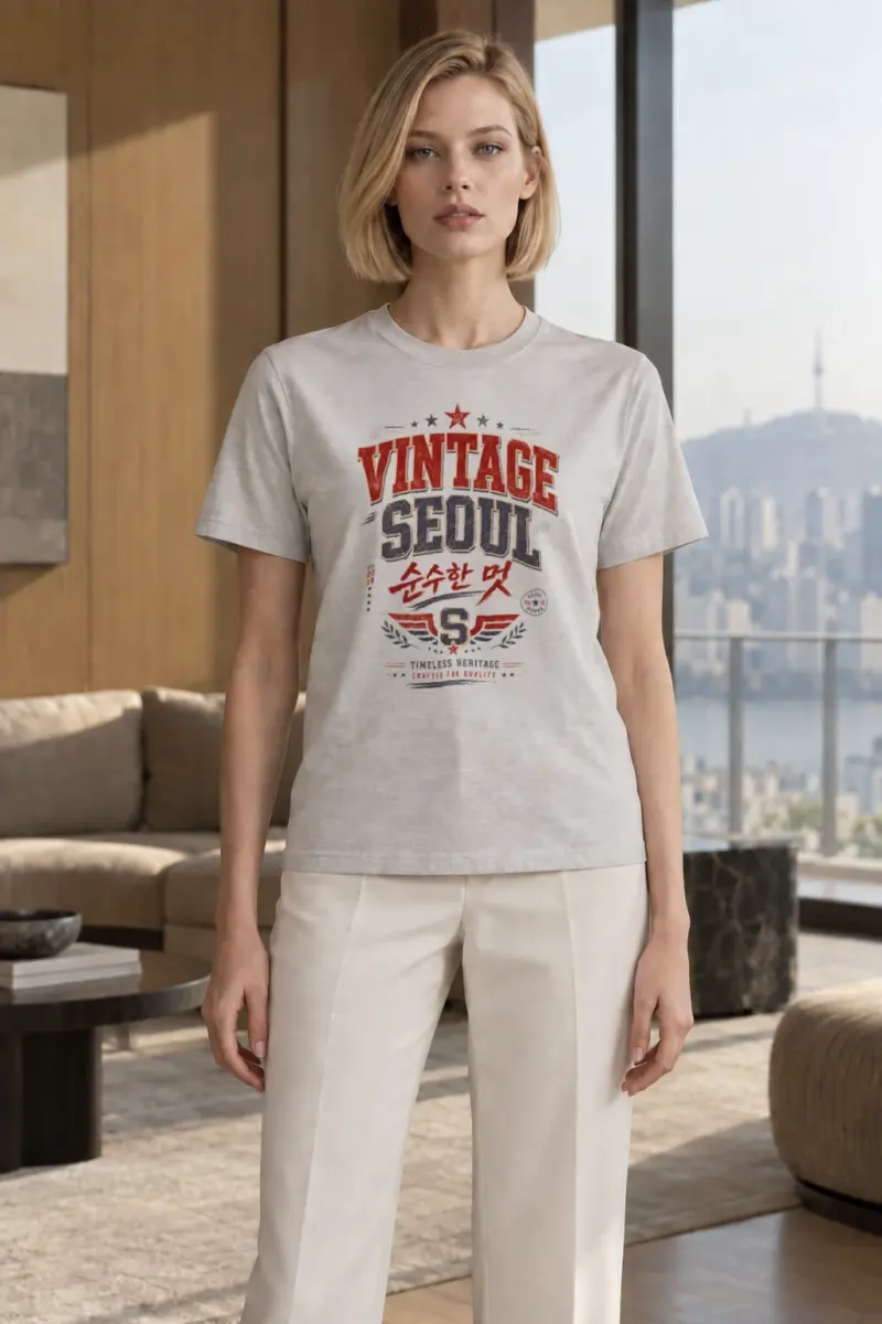 "Vintage Soul Seoul" Heavyweight Unisex Crewneck T-shirt | Gildan 5000