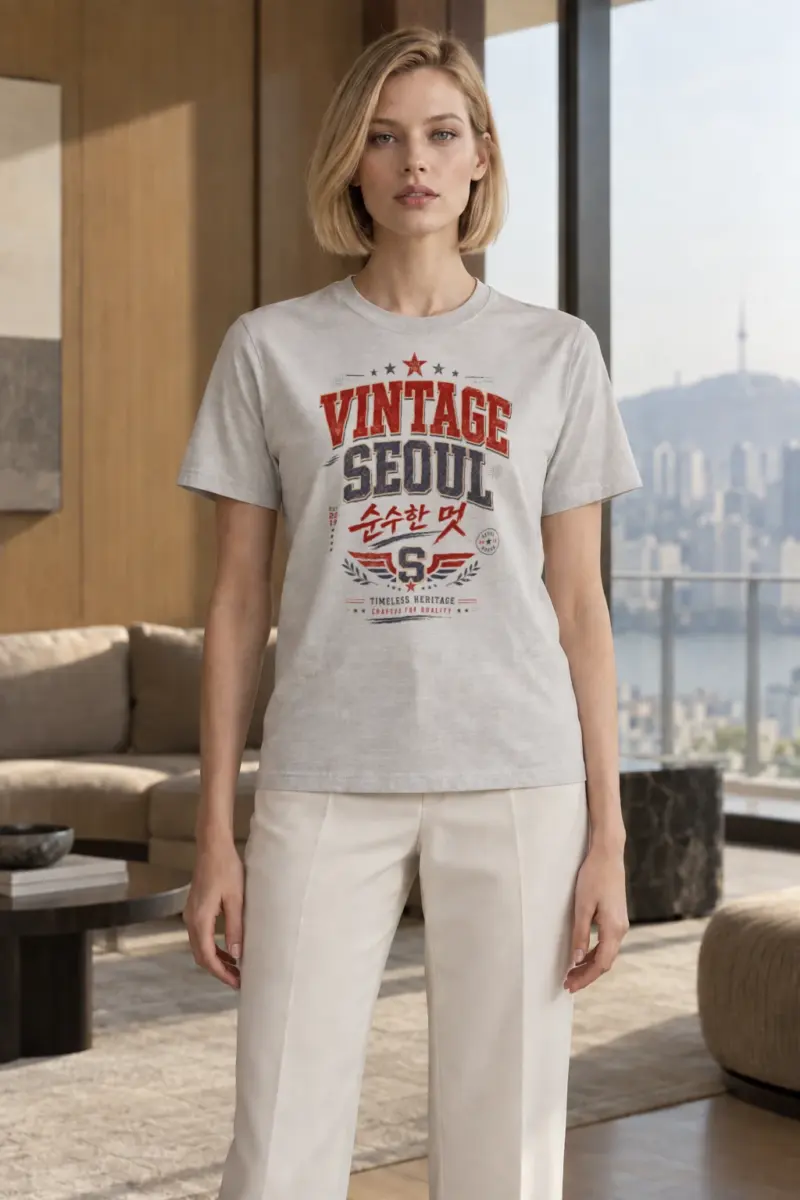 "Vintage Soul Seoul" Heavyweight Unisex Crewneck T-shirt | Gildan 5000