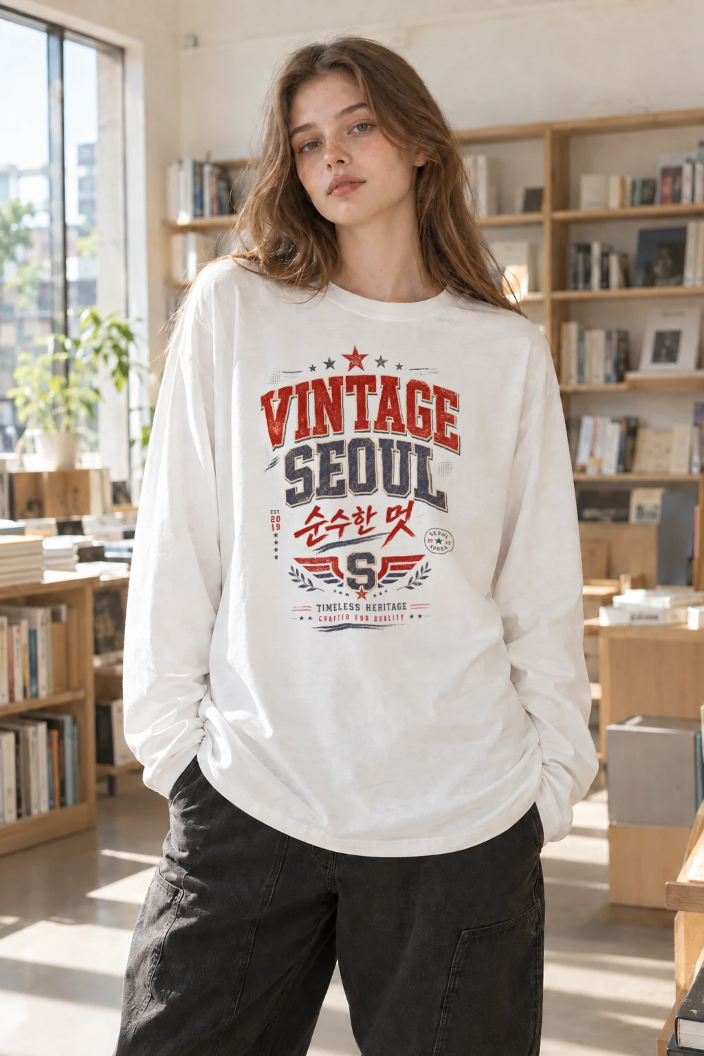 "Vintage Soul Seoul" Unisex Longsleeve T-shirt | Gildan 2400
