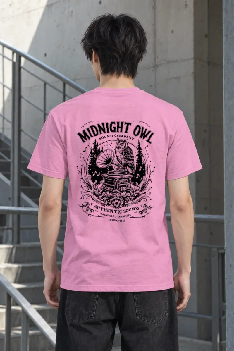 "Vintage Sound Owl" Heavyweight Unisex Crewneck T-shirt