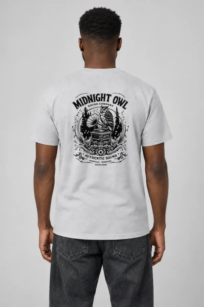 "Vintage Sound Owl" Heavyweight Unisex Crewneck T-shirt