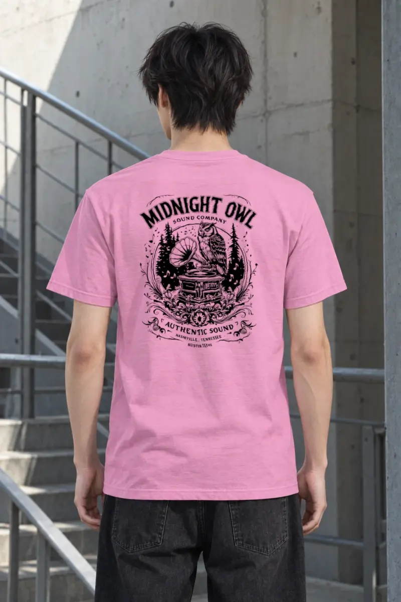 "Vintage Sound Owl" Heavyweight Unisex Crewneck T-shirt