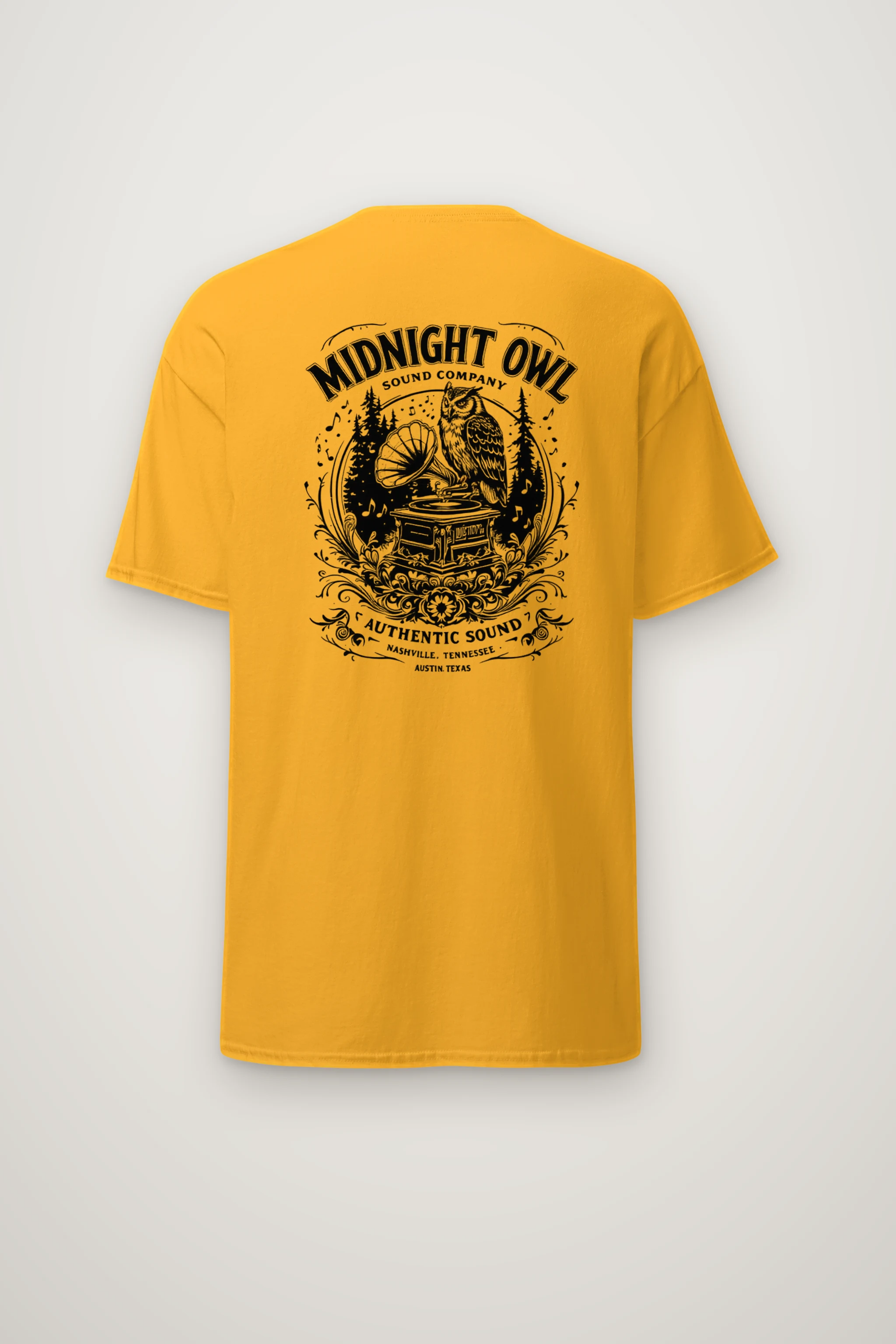 "Vintage Sound Owl" Heavyweight Unisex Crewneck T-shirt