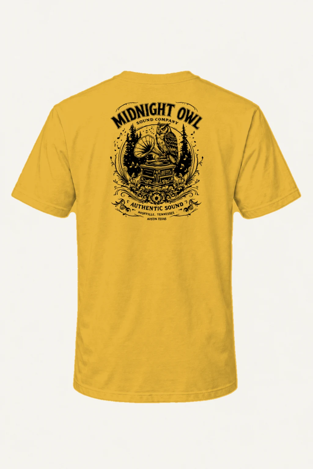 "Vintage Sound Owl" Heavyweight Unisex Crewneck T-shirt | Gildan 5000