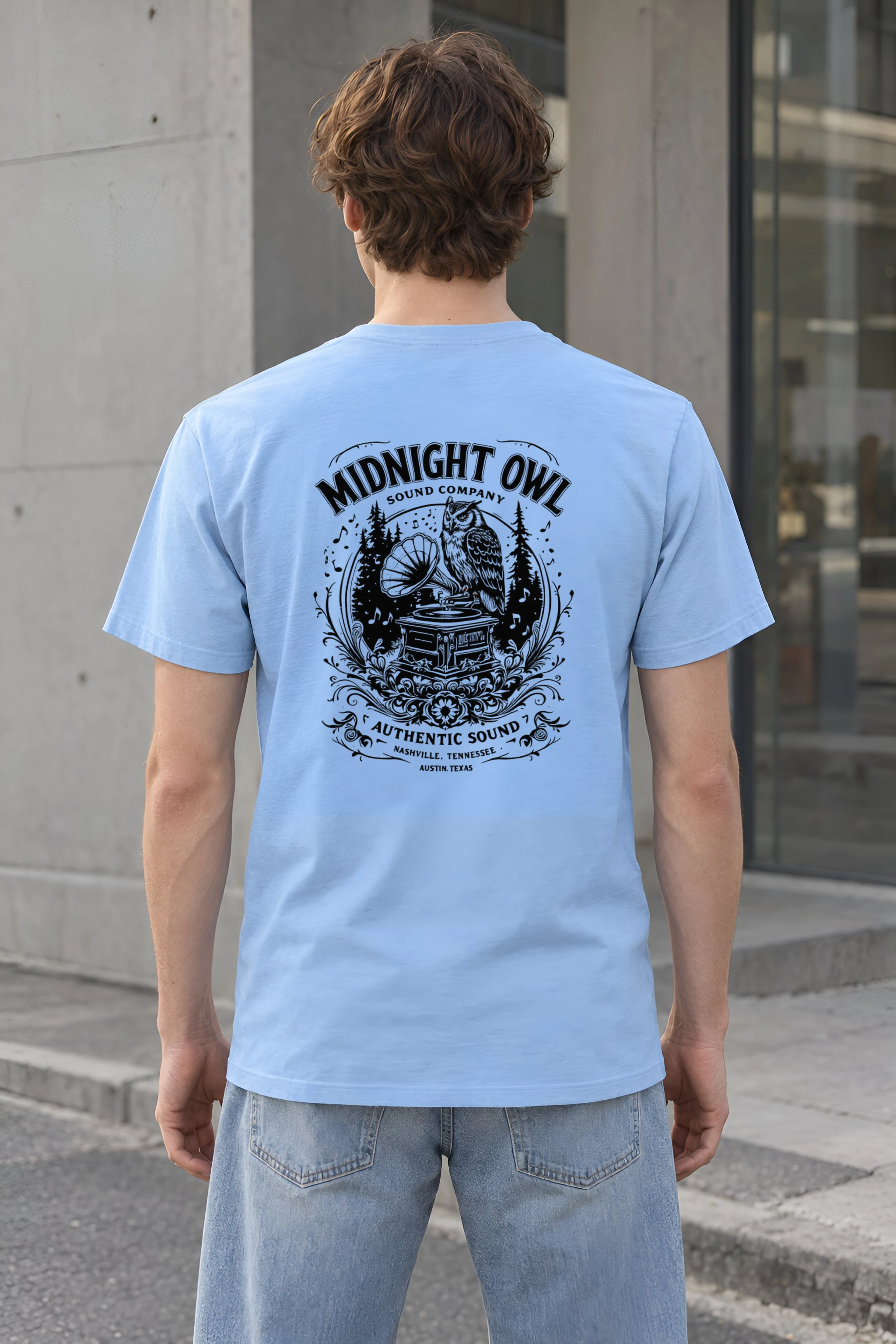 "Vintage Sound Owl" Heavyweight Unisex Crewneck T-shirt