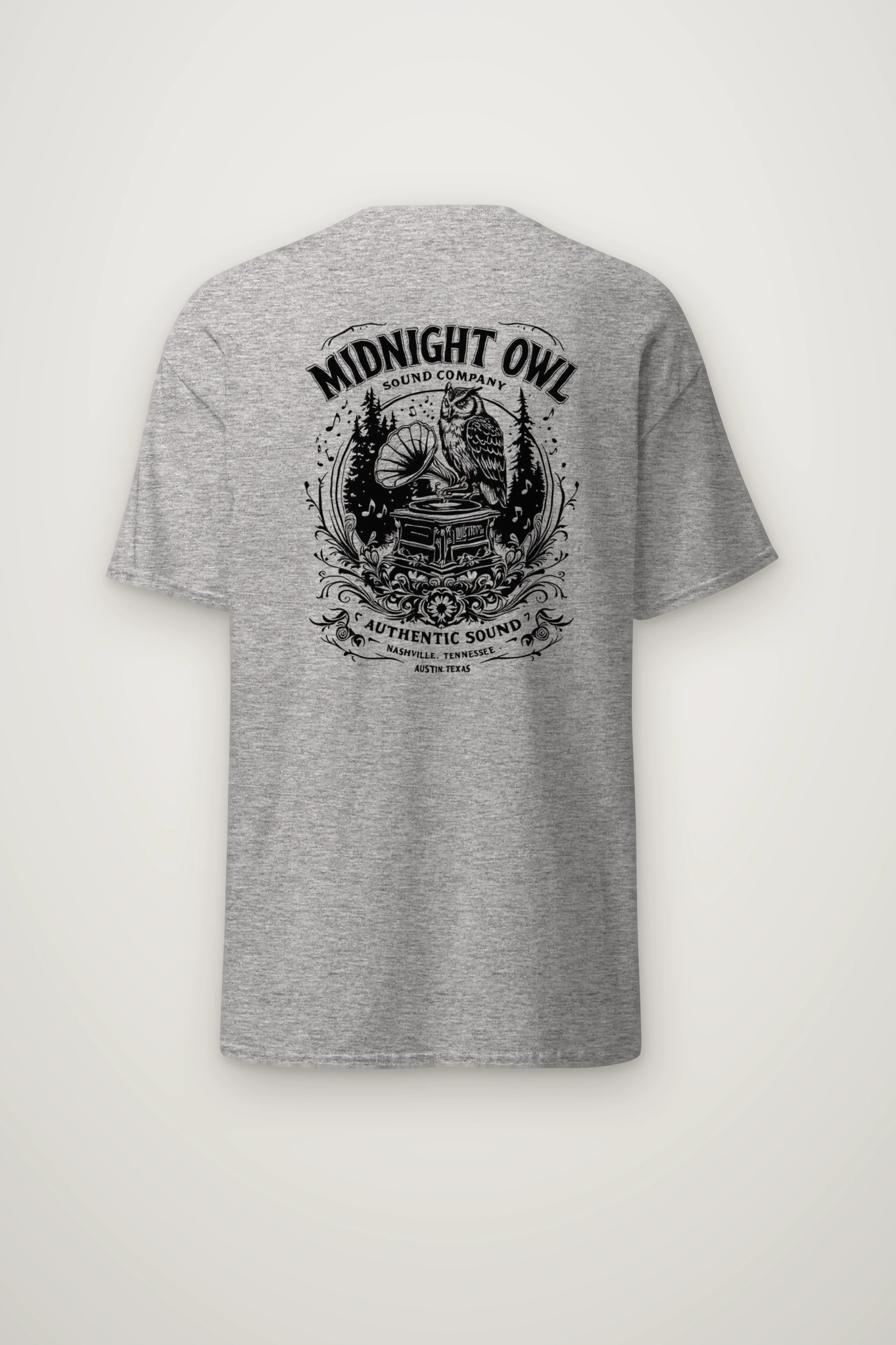 "Vintage Sound Owl" Heavyweight Unisex Crewneck T-shirt
