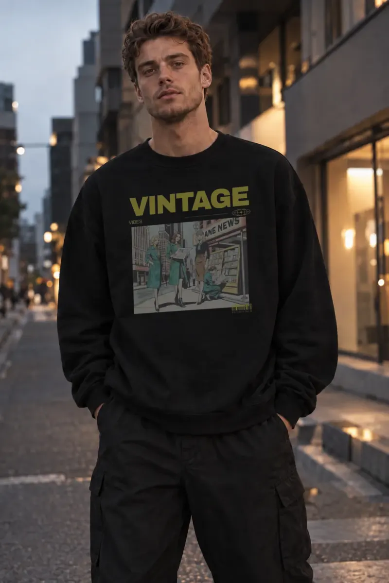 "Vintage Street Style" Unisex Sponge Fleece Crewneck Sweatshirt | Bella + Canvas 3901