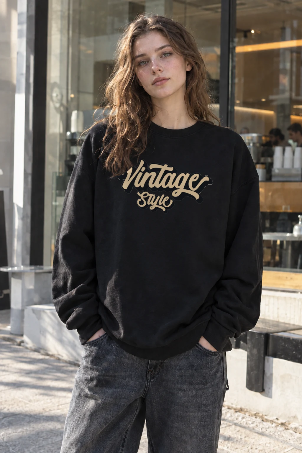"Vintage Style Script" Heavy Blend Unisex Crewneck Sweatshirt | Gildan 18000