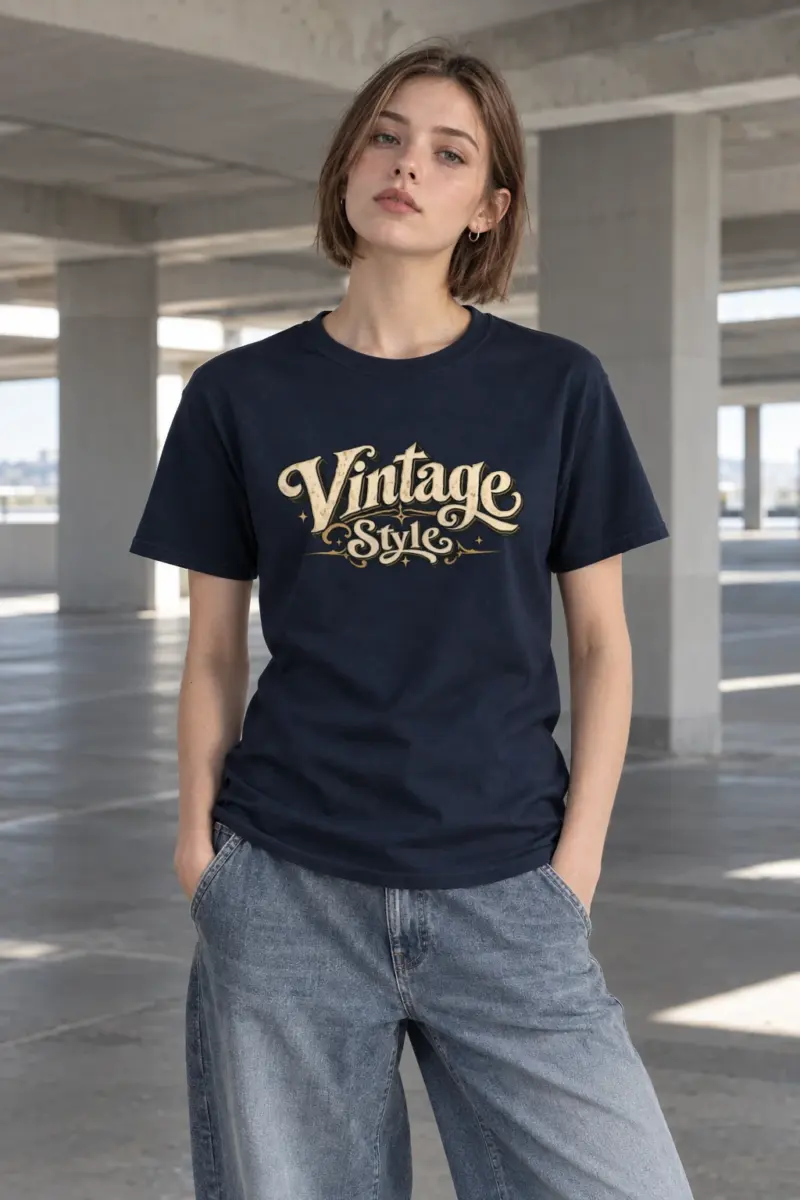 "Vintage Style Script" Heavyweight Unisex Crewneck T-shirt