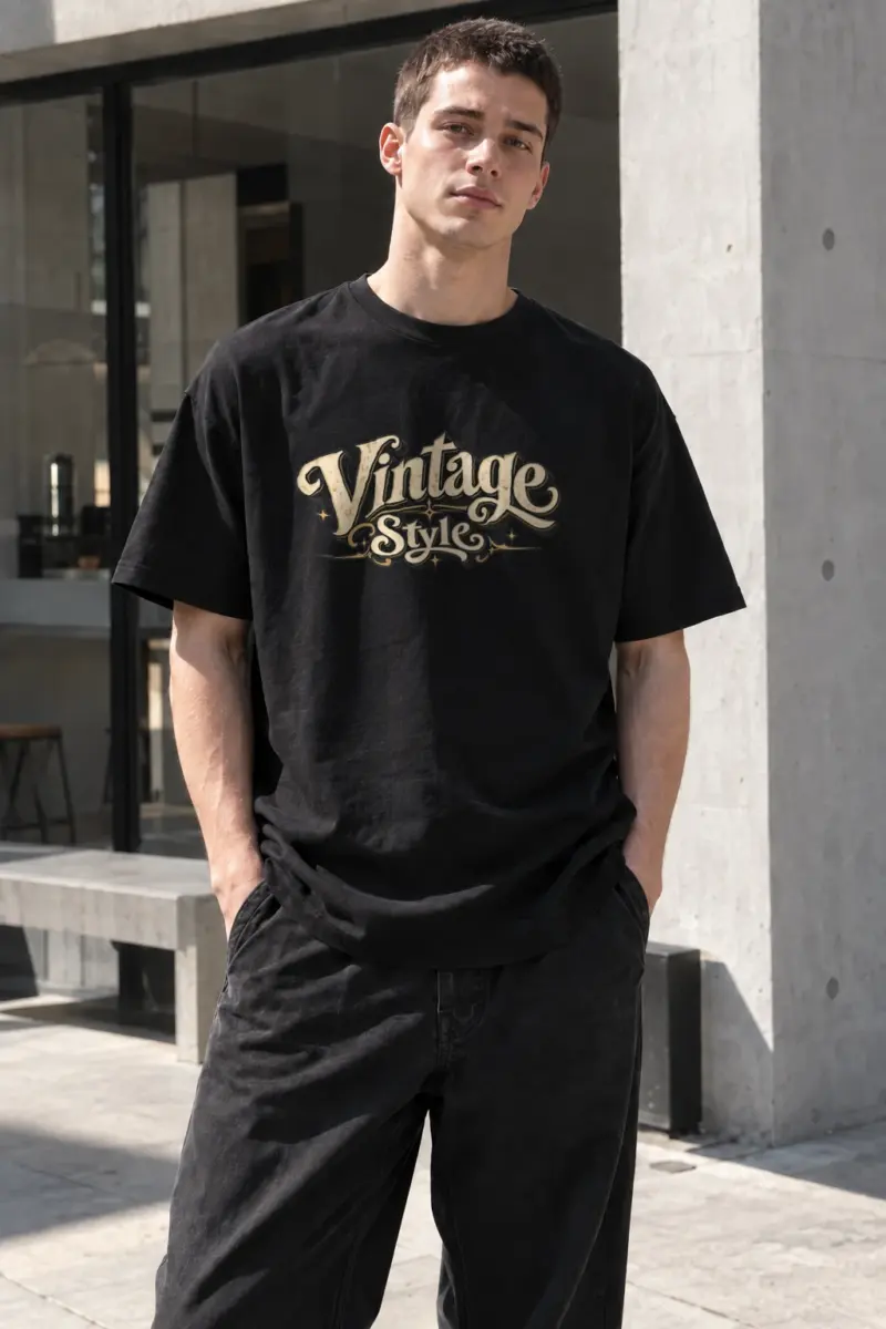 "Vintage Style Script" Heavyweight Unisex Crewneck T-shirt | Gildan 5000