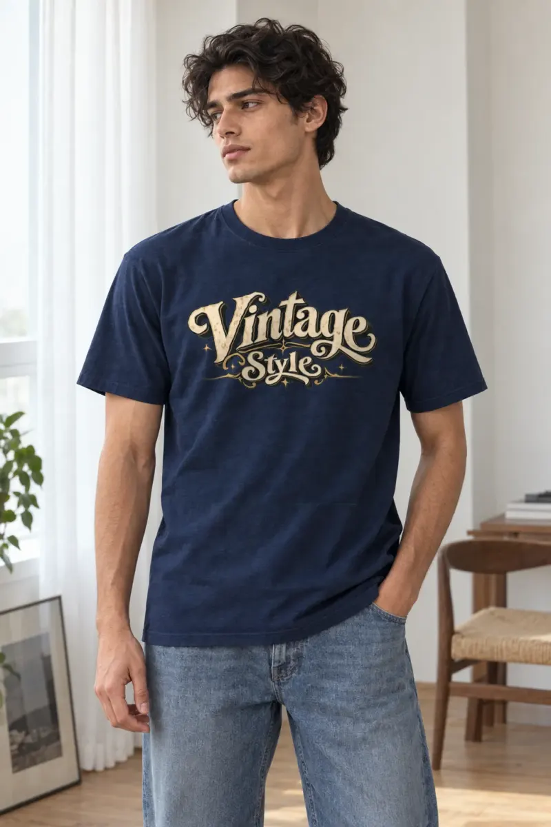 "Vintage Style Script" Heavyweight Unisex Crewneck T-shirt | Gildan 5000
