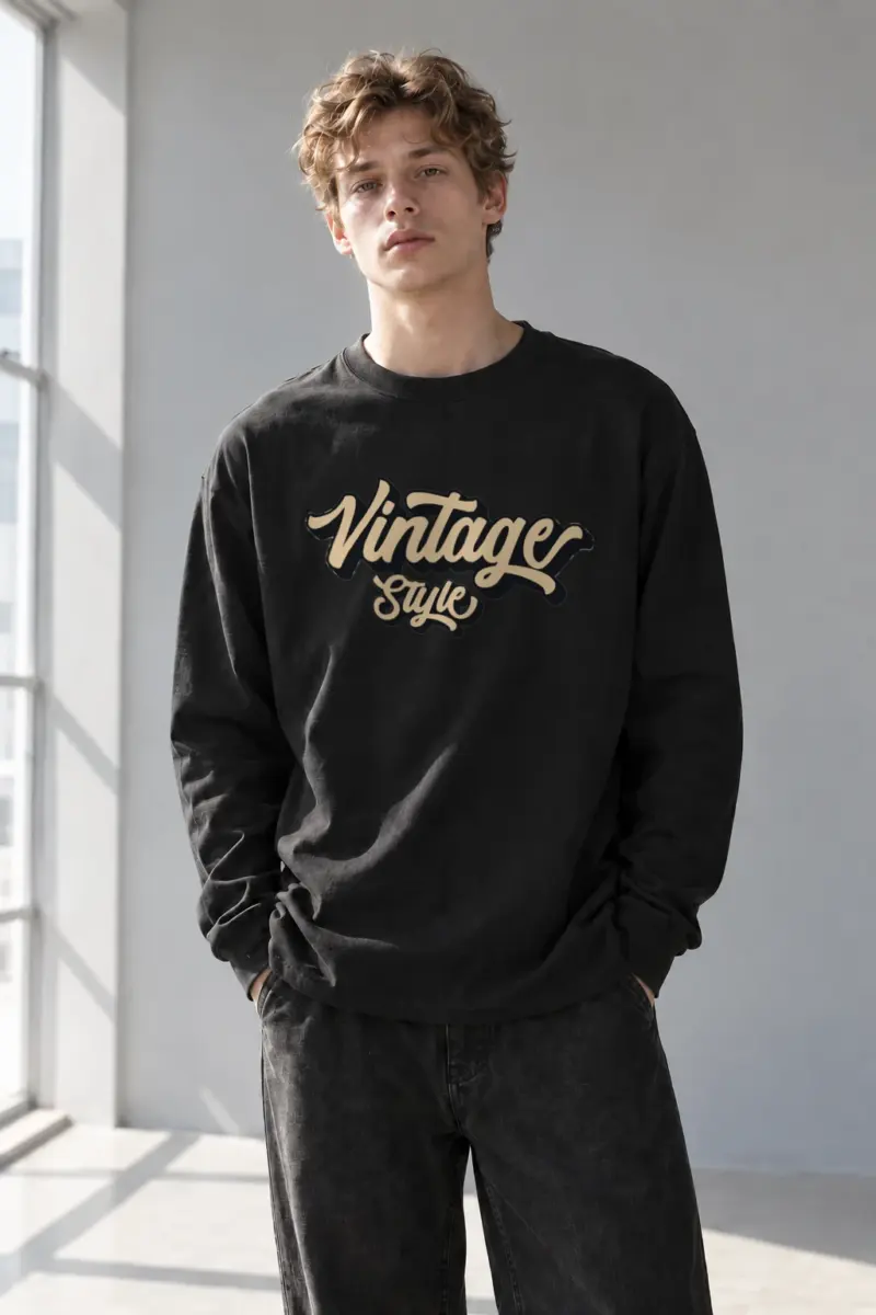 "Vintage Style Script" Unisex Longsleeve T-shirt | Gildan 2400