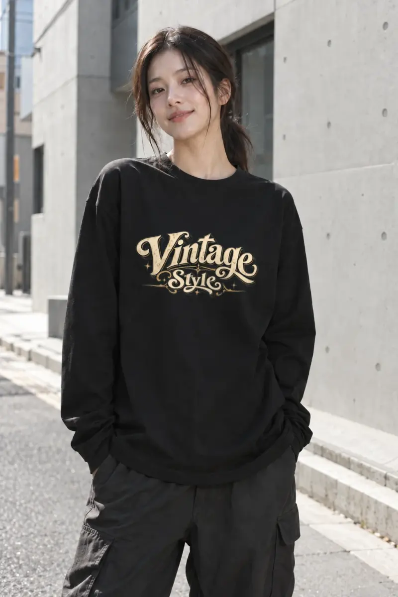 "Vintage Style Script" Unisex Longsleeve T-shirt | Gildan 2400