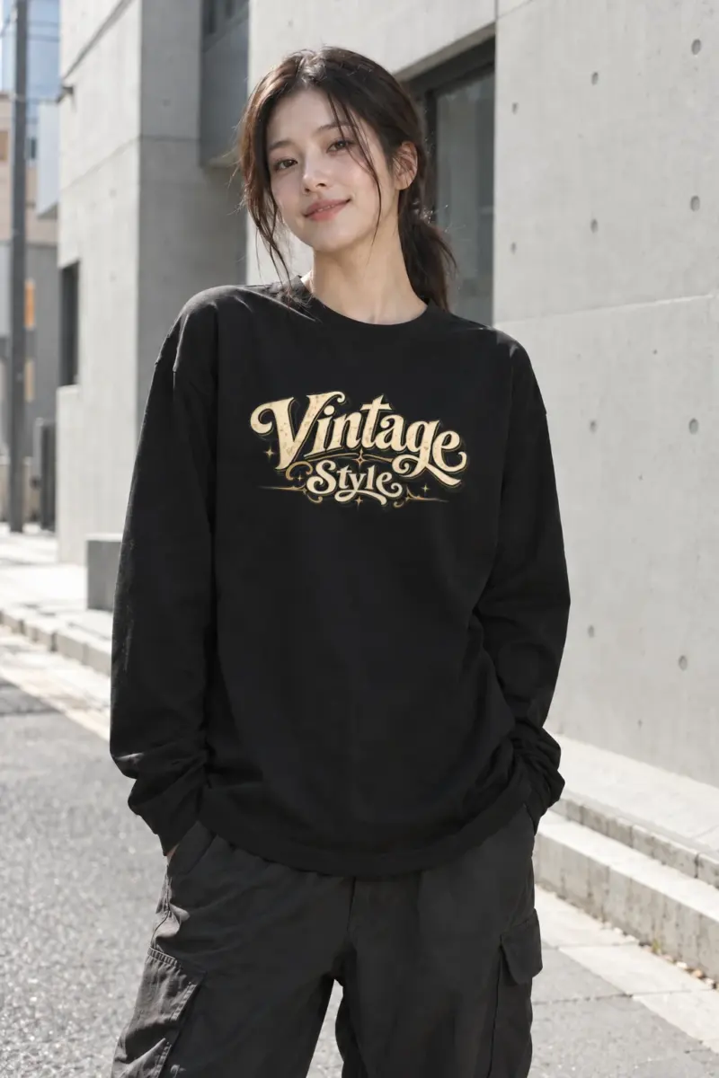 "Vintage Style Script" Unisex Longsleeve T-shirt | Gildan 2400