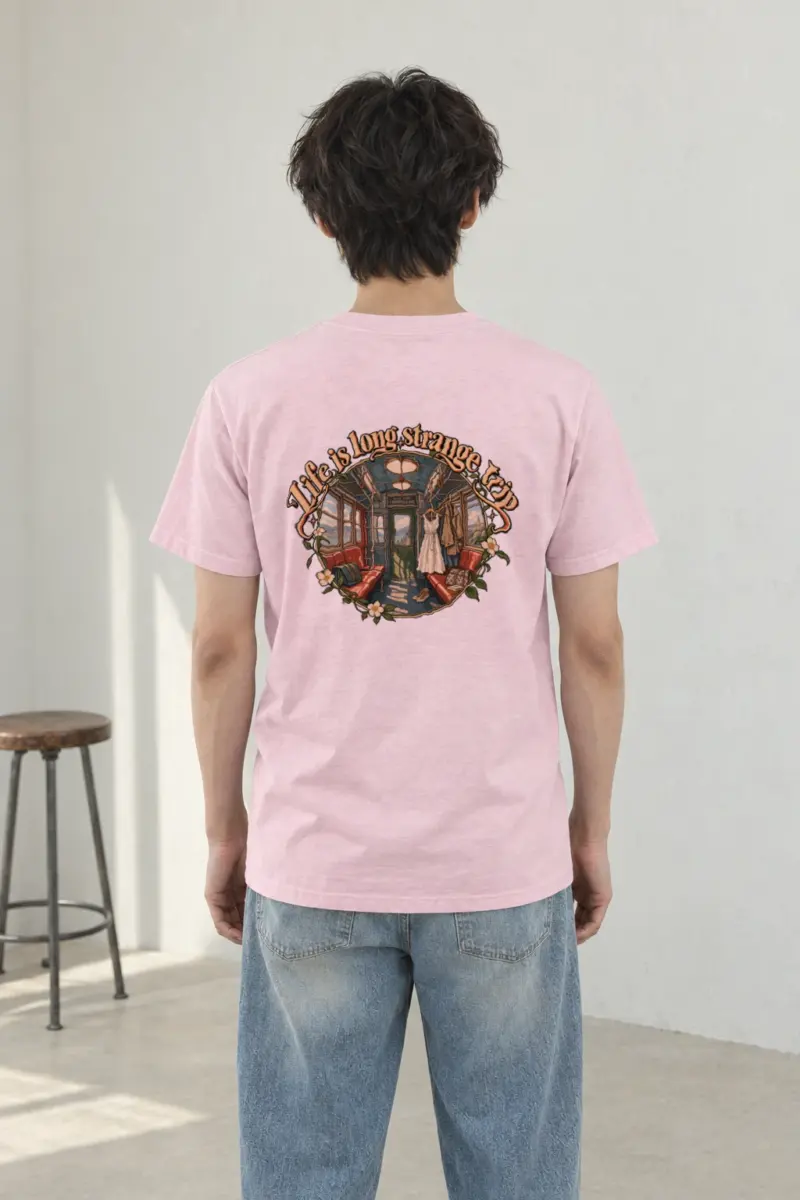 "Vintage Train Interior" Heavyweight Unisex Crewneck T-shirt | Gildan 5000