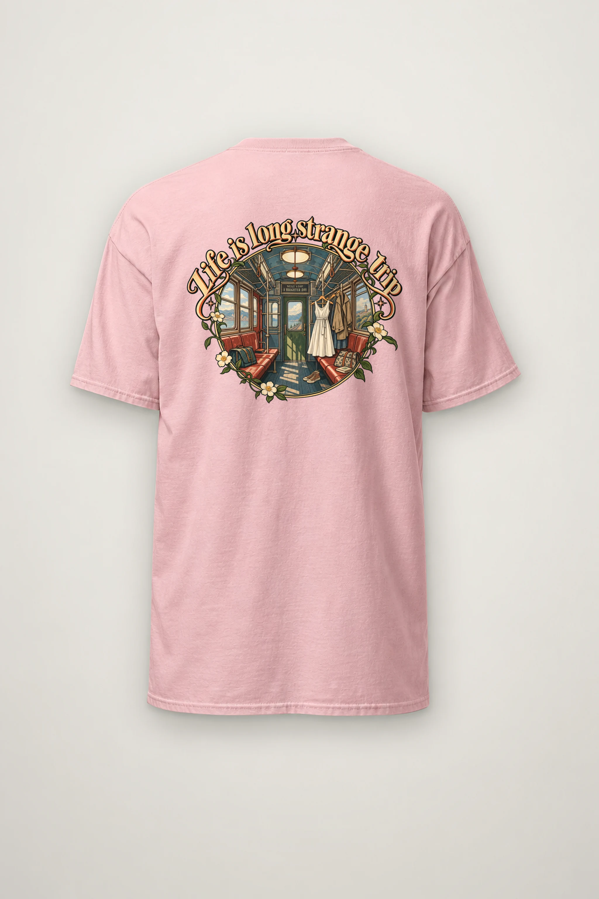 "Vintage Train Interior" Heavyweight Unisex Crewneck T-shirt