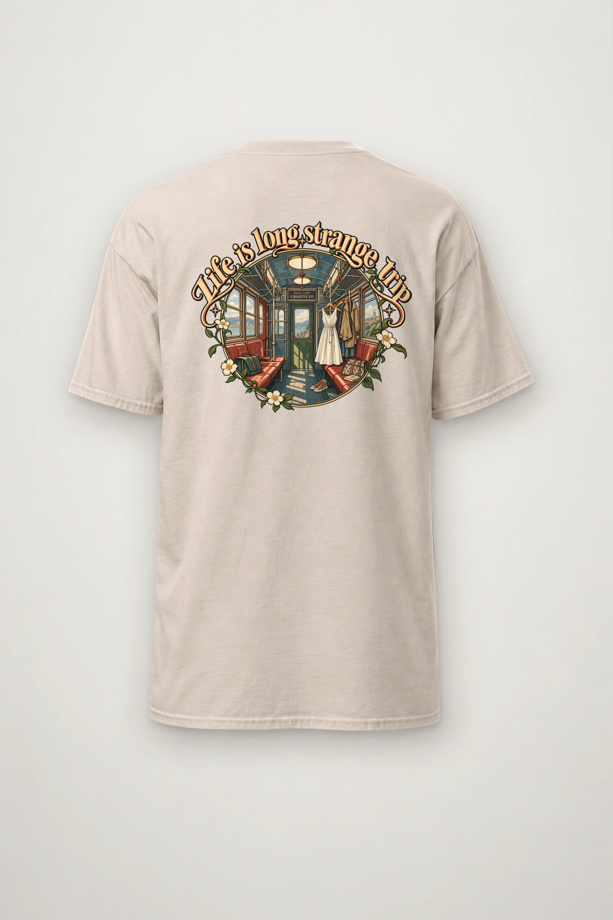 "Vintage Train Interior" Heavyweight Unisex Crewneck T-shirt
