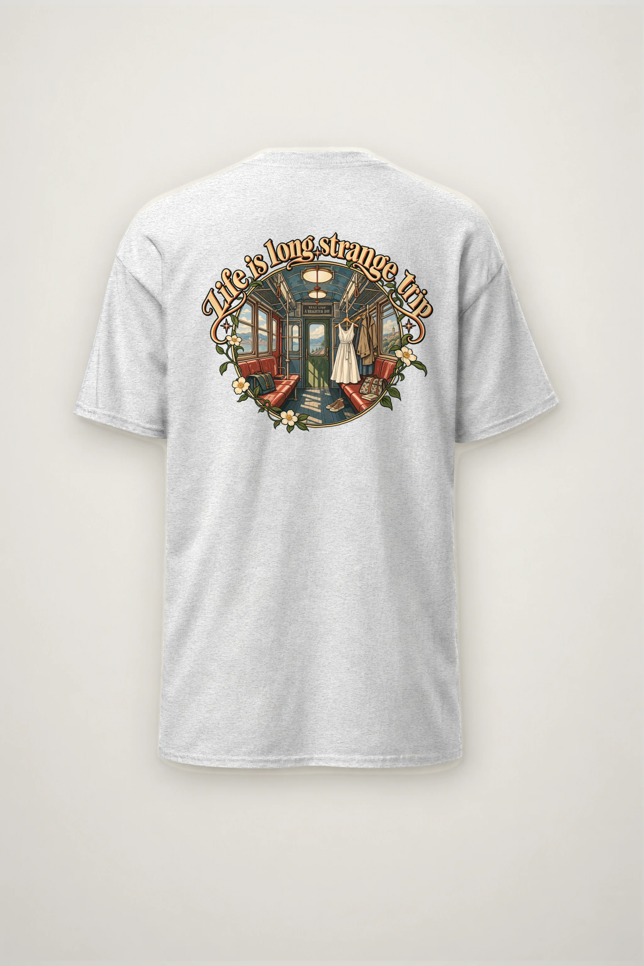 "Vintage Train Interior" Heavyweight Unisex Crewneck T-shirt