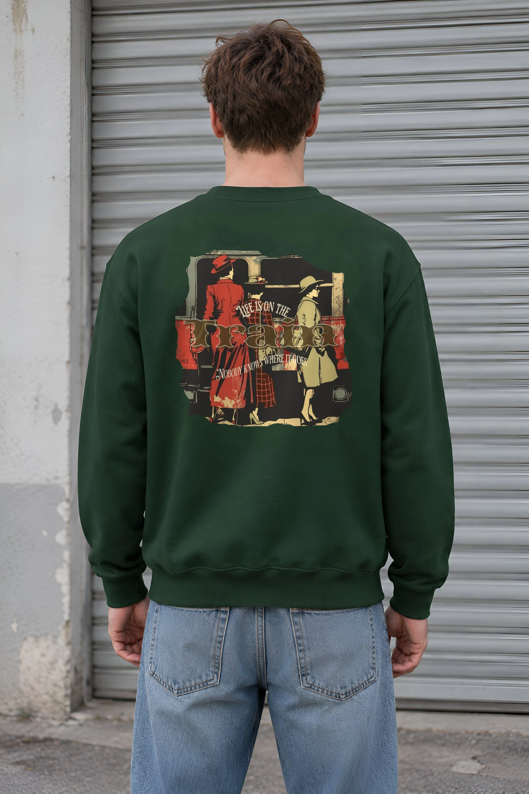 "Vintage Train Travelers" 1 Crewneck Sweatshirt