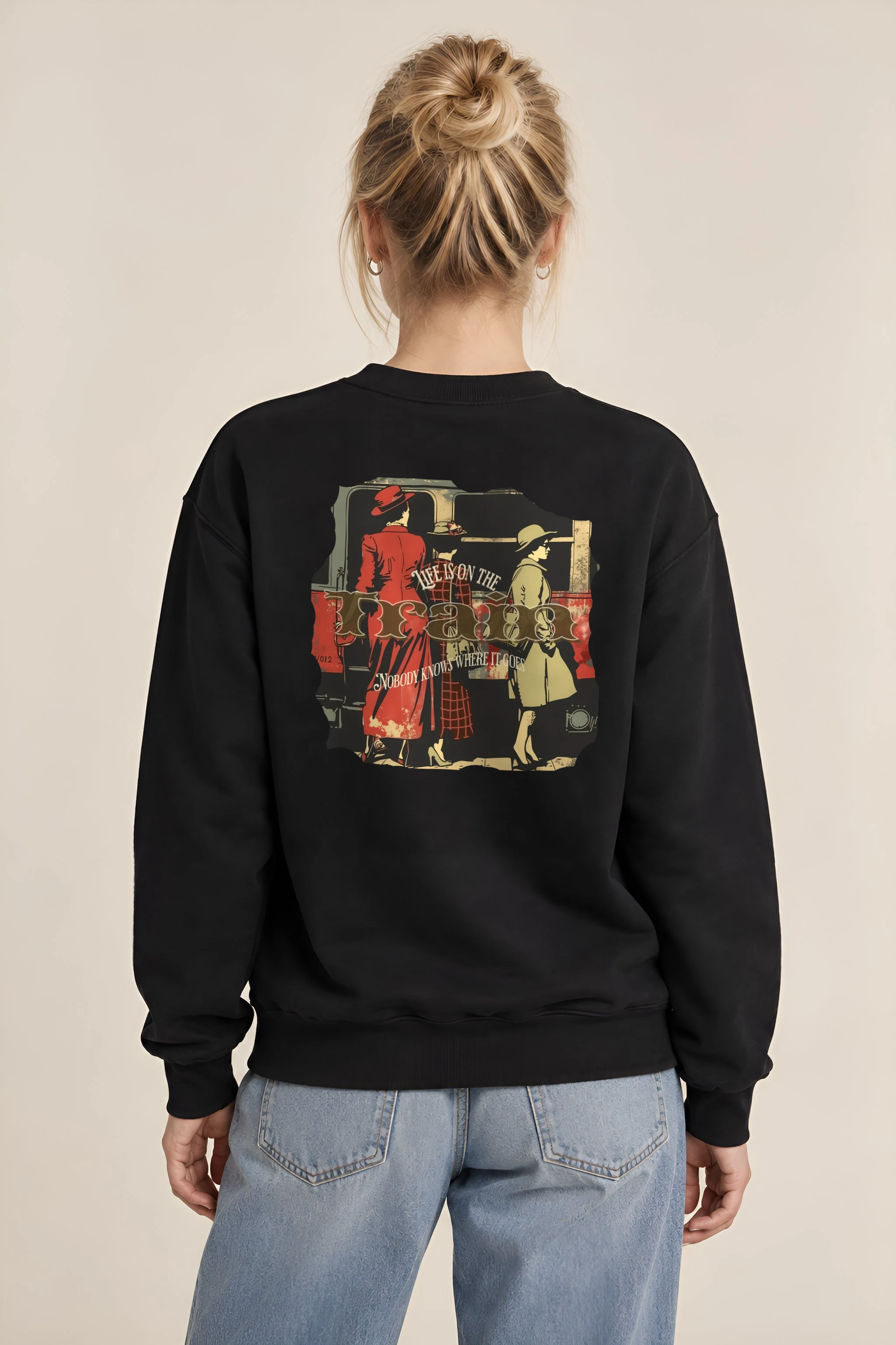 "Vintage Train Travelers" 1 Crewneck Sweatshirt