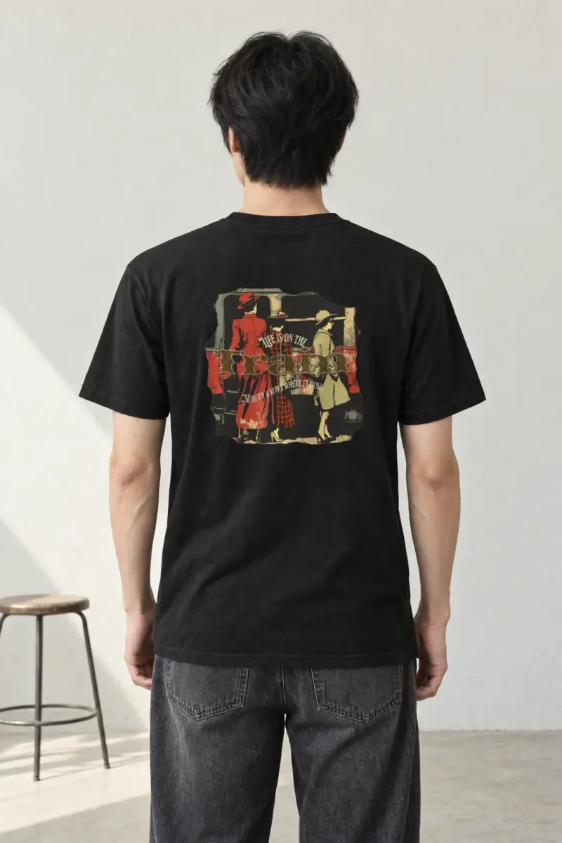 "Vintage Train Travelers" Heavyweight Unisex Crewneck T-shirt
