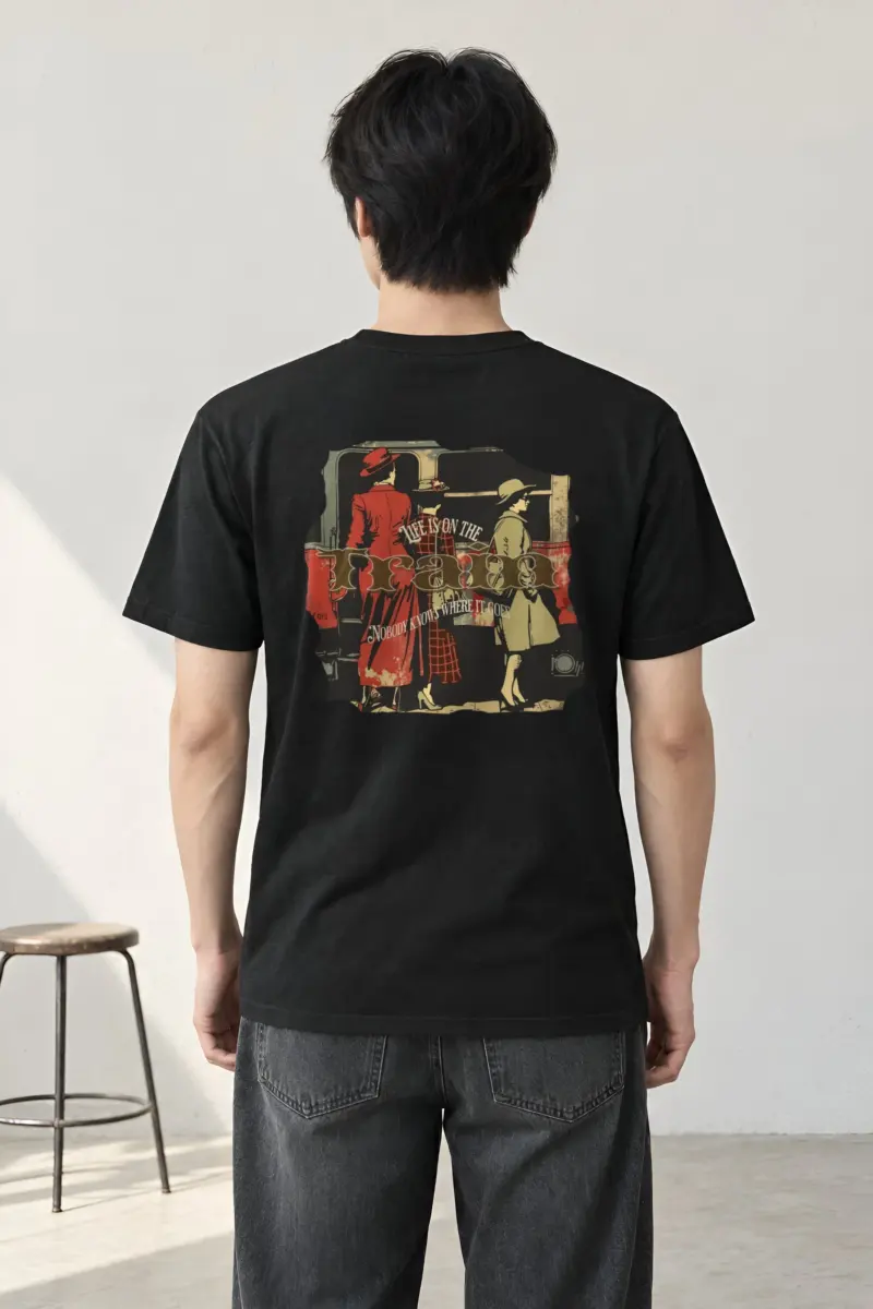 "Vintage Train Travelers" Heavyweight Unisex Crewneck T-shirt