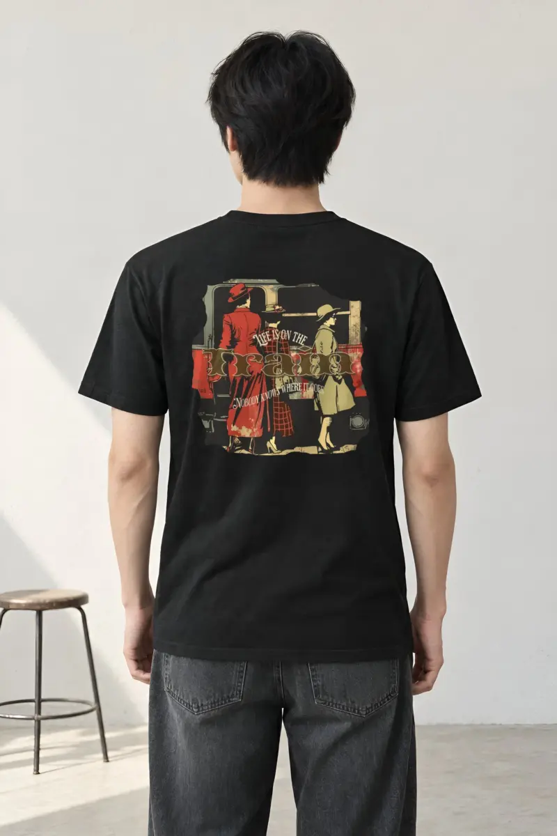 "Vintage Train Travelers" Heavyweight Unisex Crewneck T-shirt