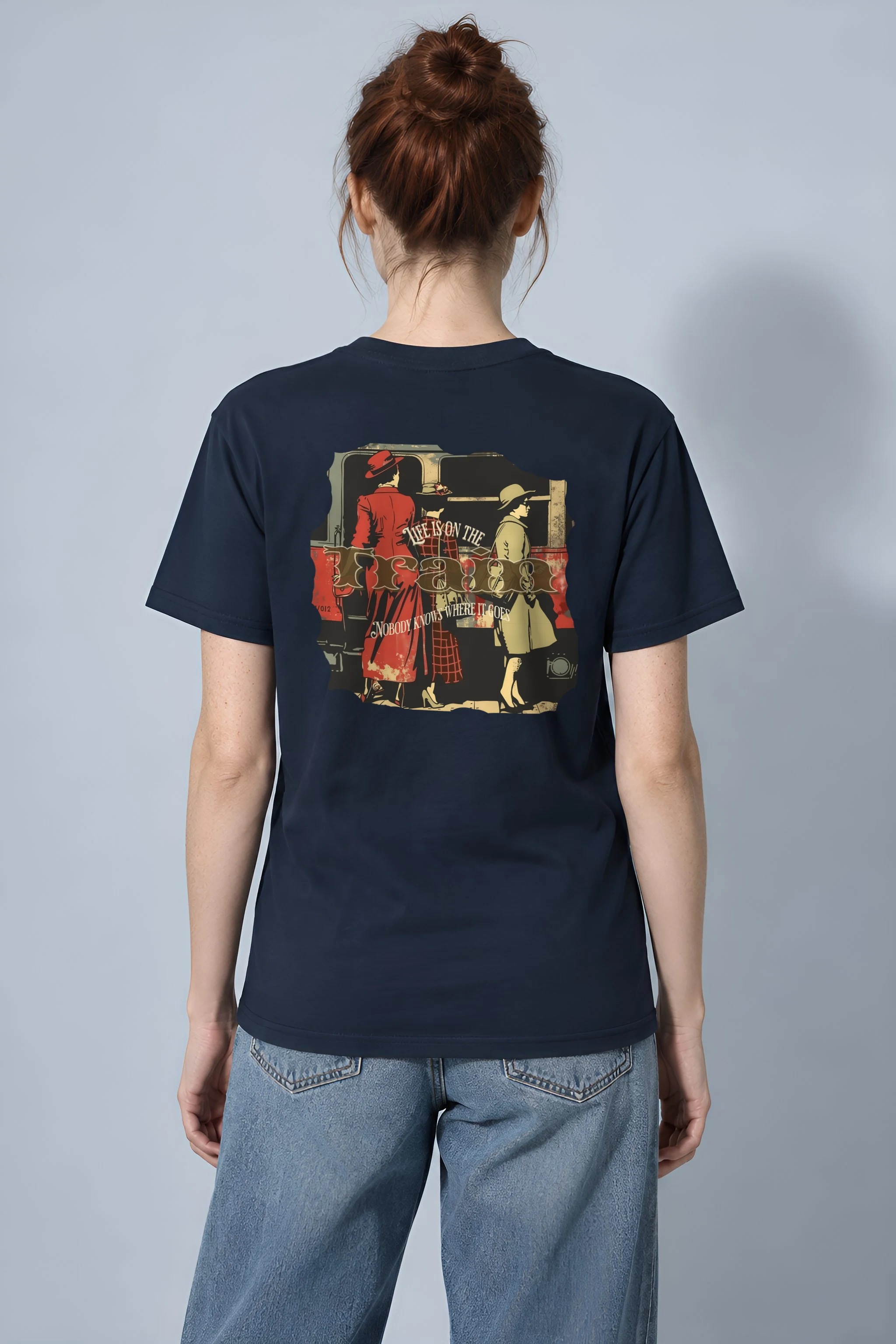 "Vintage Train Travelers" Heavyweight Unisex Crewneck T-shirt