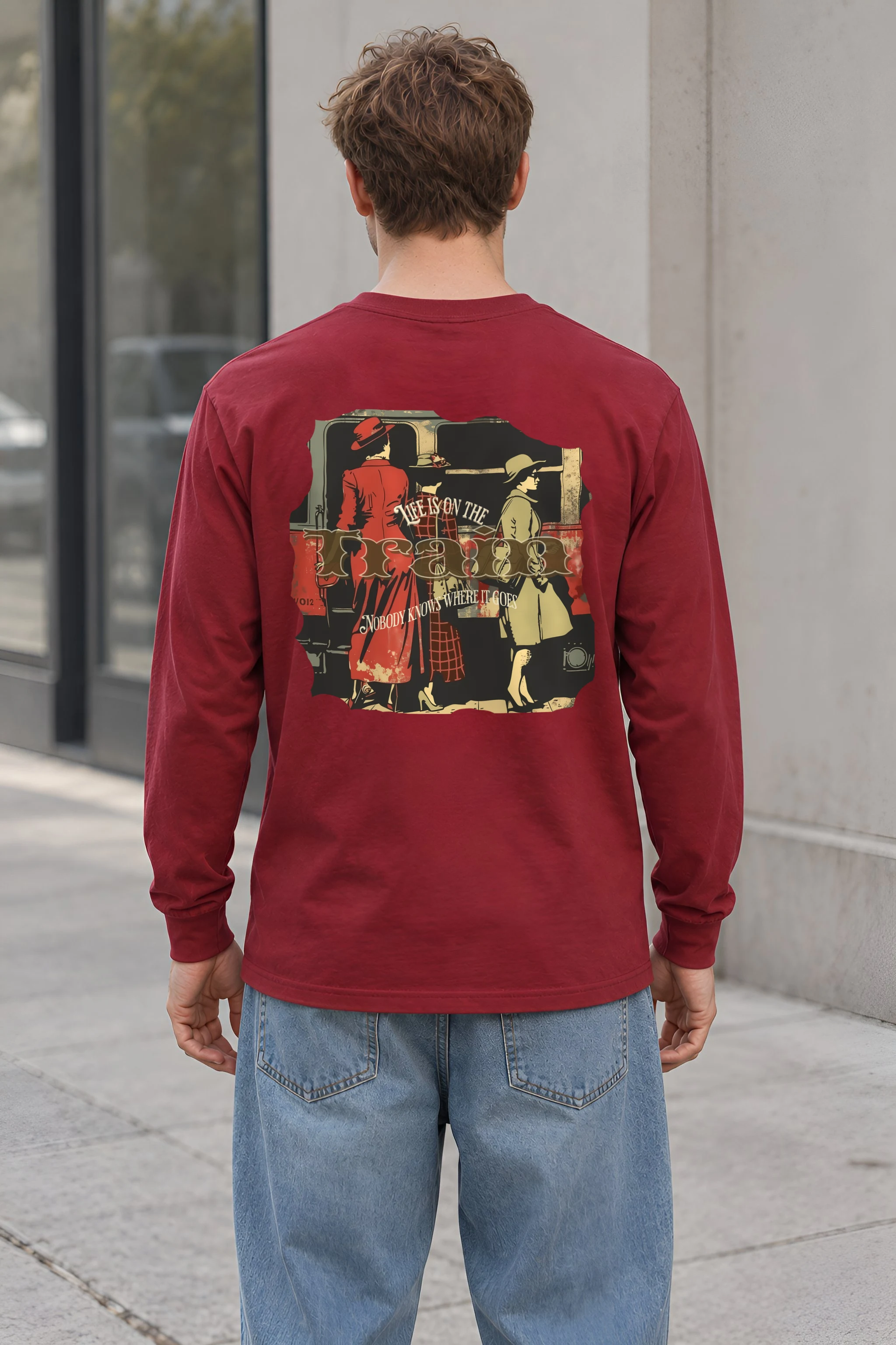 "Vintage Train Travelers" Unisex Longsleeve T-shirt