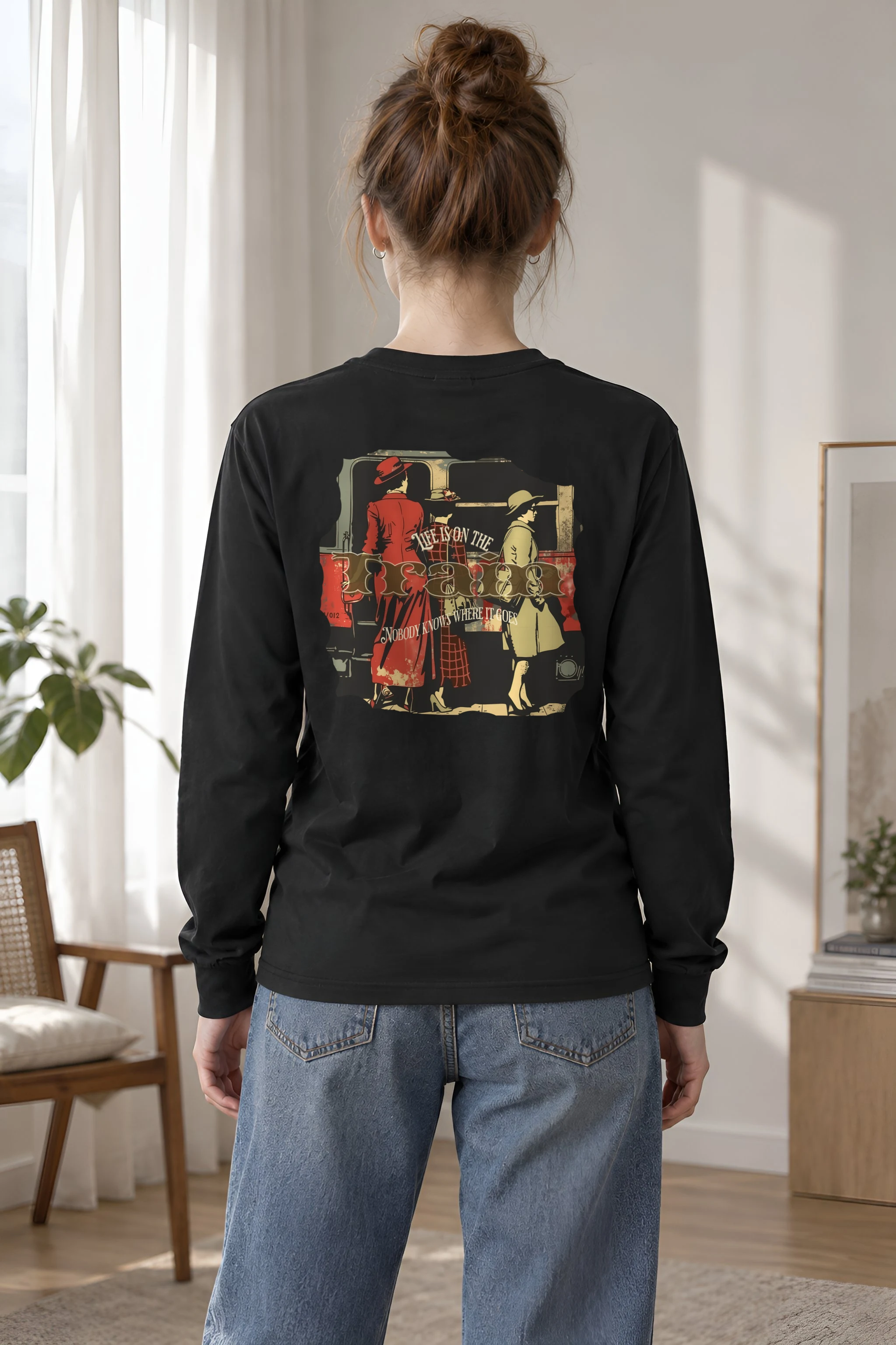 "Vintage Train Travelers" Unisex Longsleeve T-shirt