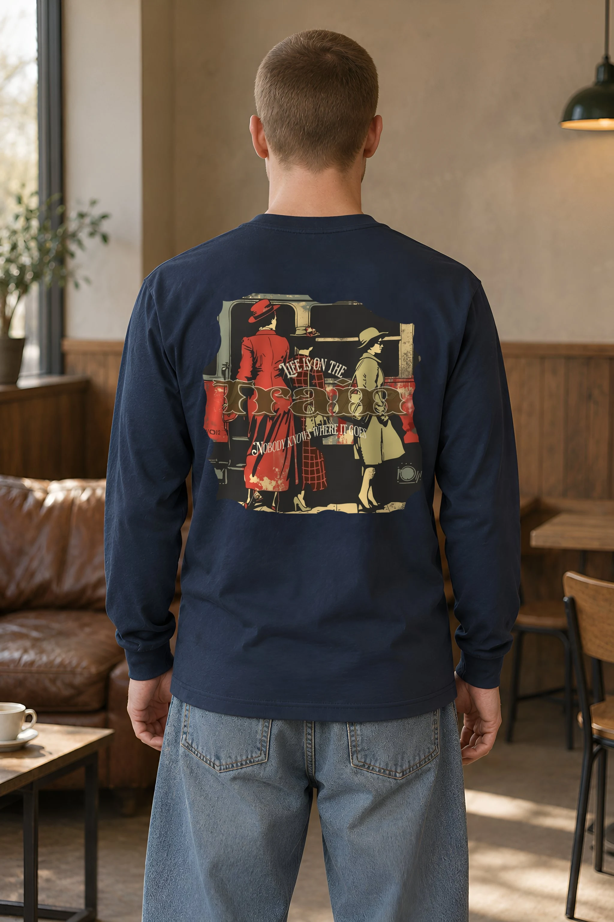 "Vintage Train Travelers" Unisex Longsleeve T-shirt