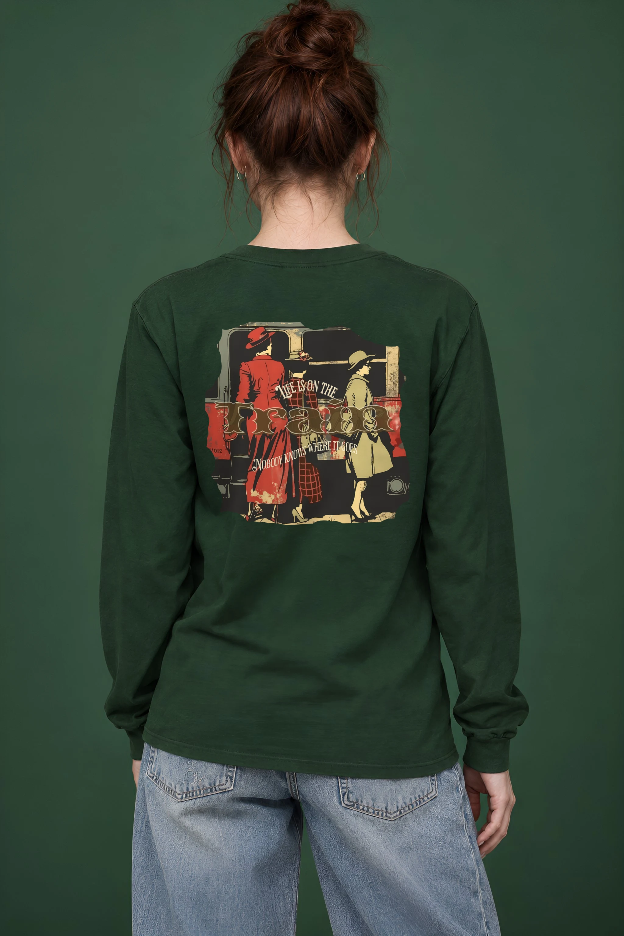 "Vintage Train Travelers" Unisex Longsleeve T-shirt