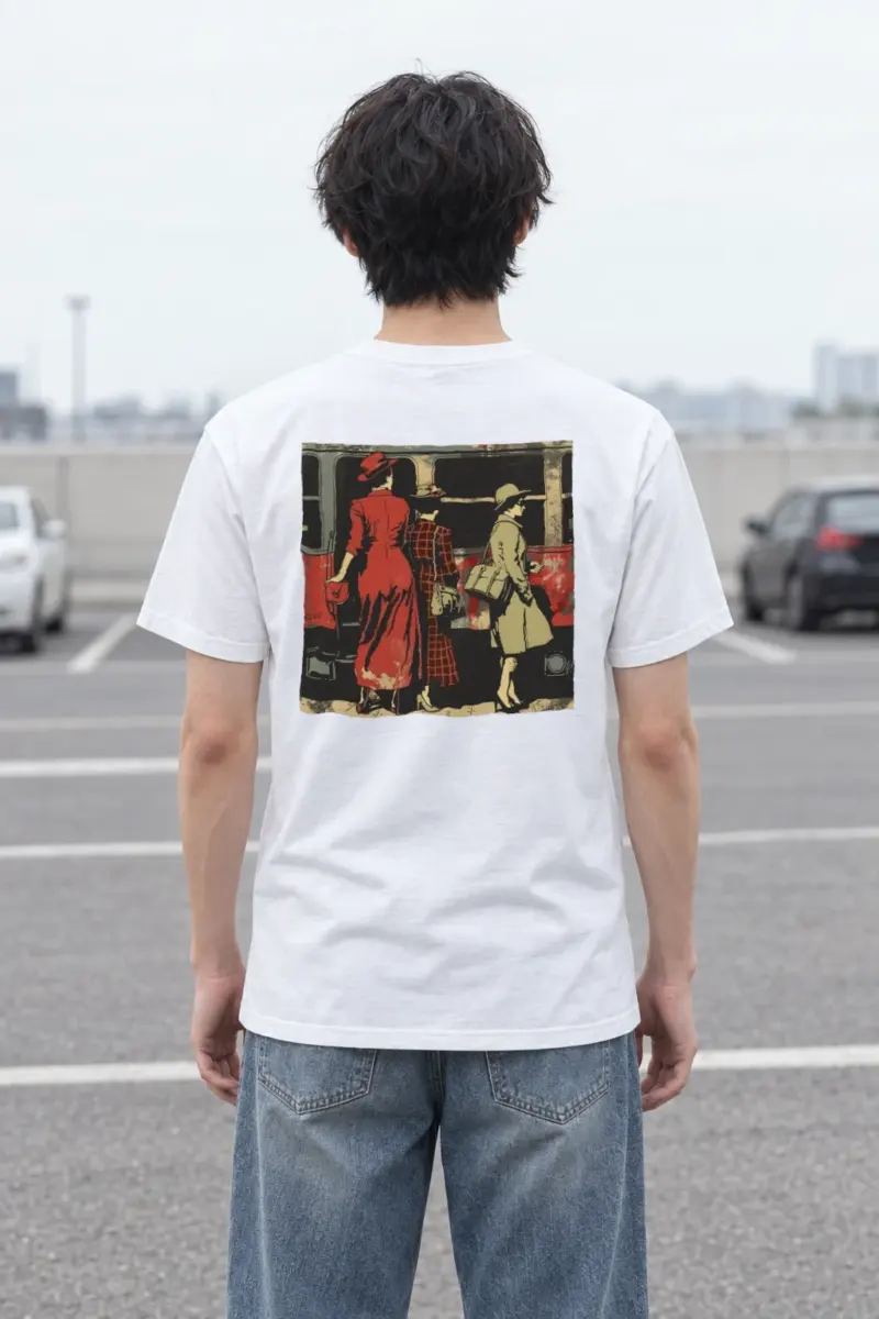 "Vintage Train Trio" Heavyweight Unisex Crewneck T-shirt